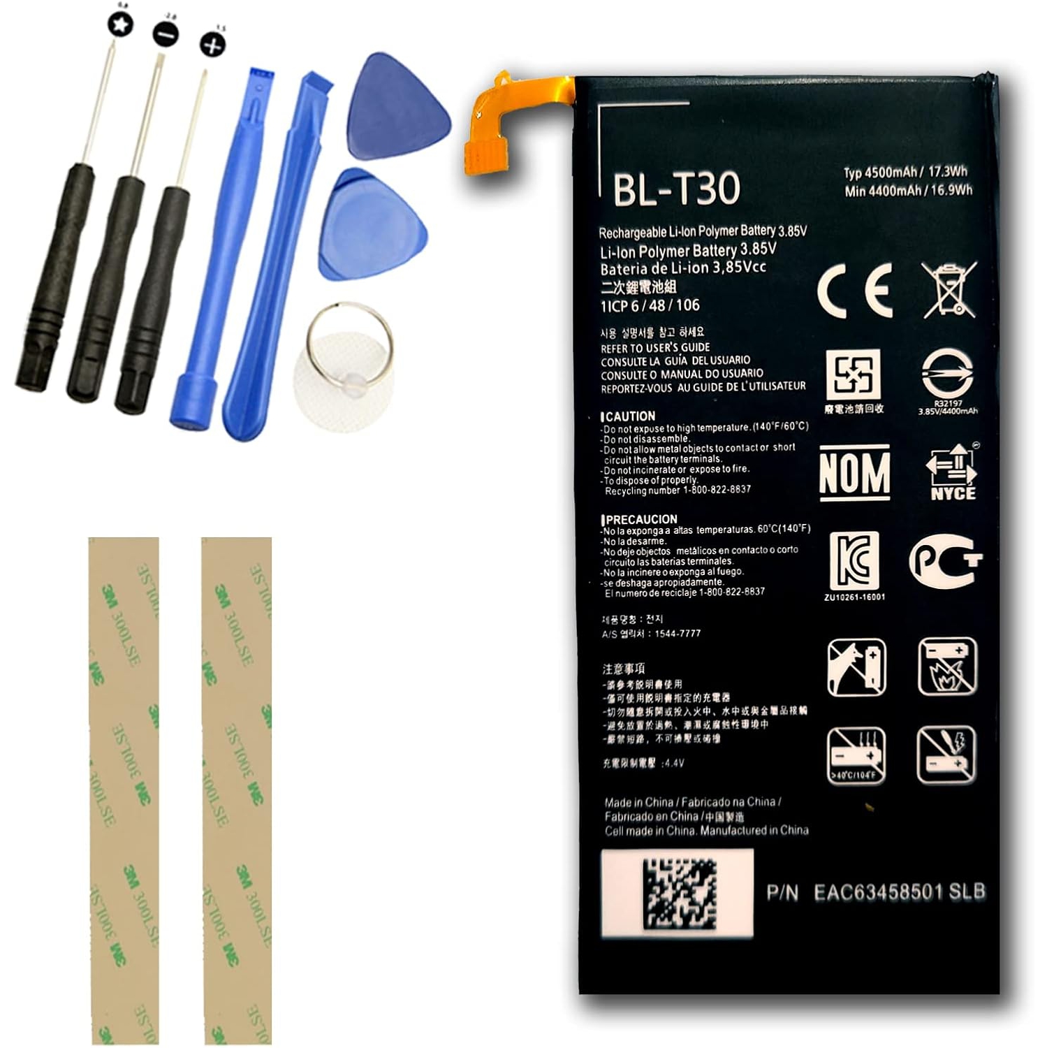 y Replacement for LG X Power 2 4500mAh BL-T30 y Replacement Tools M320G LGM320G M320F X500 (Basic