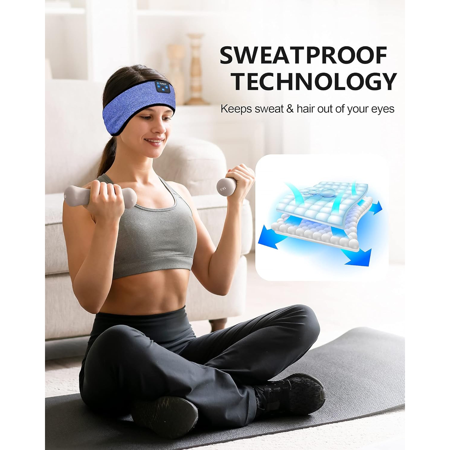 Sleep Headphones Bluetooth Sports Head, Sports Head Headphones with Ultra-Thin HD Stereo