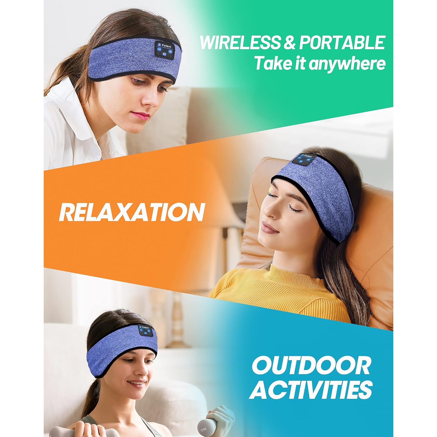 Sleep Headphones Bluetooth Sports Head, Sports Head Headphones with Ultra-Thin HD Stereo