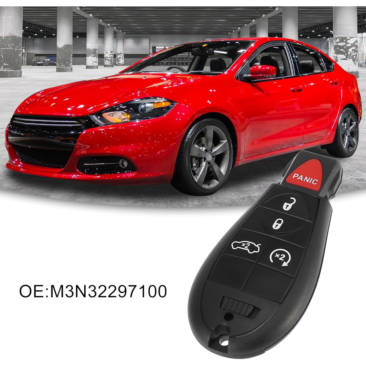 Car Key Fob Keyless Entry Remote Replacement Fit for Dodge - Pack of 1 Black