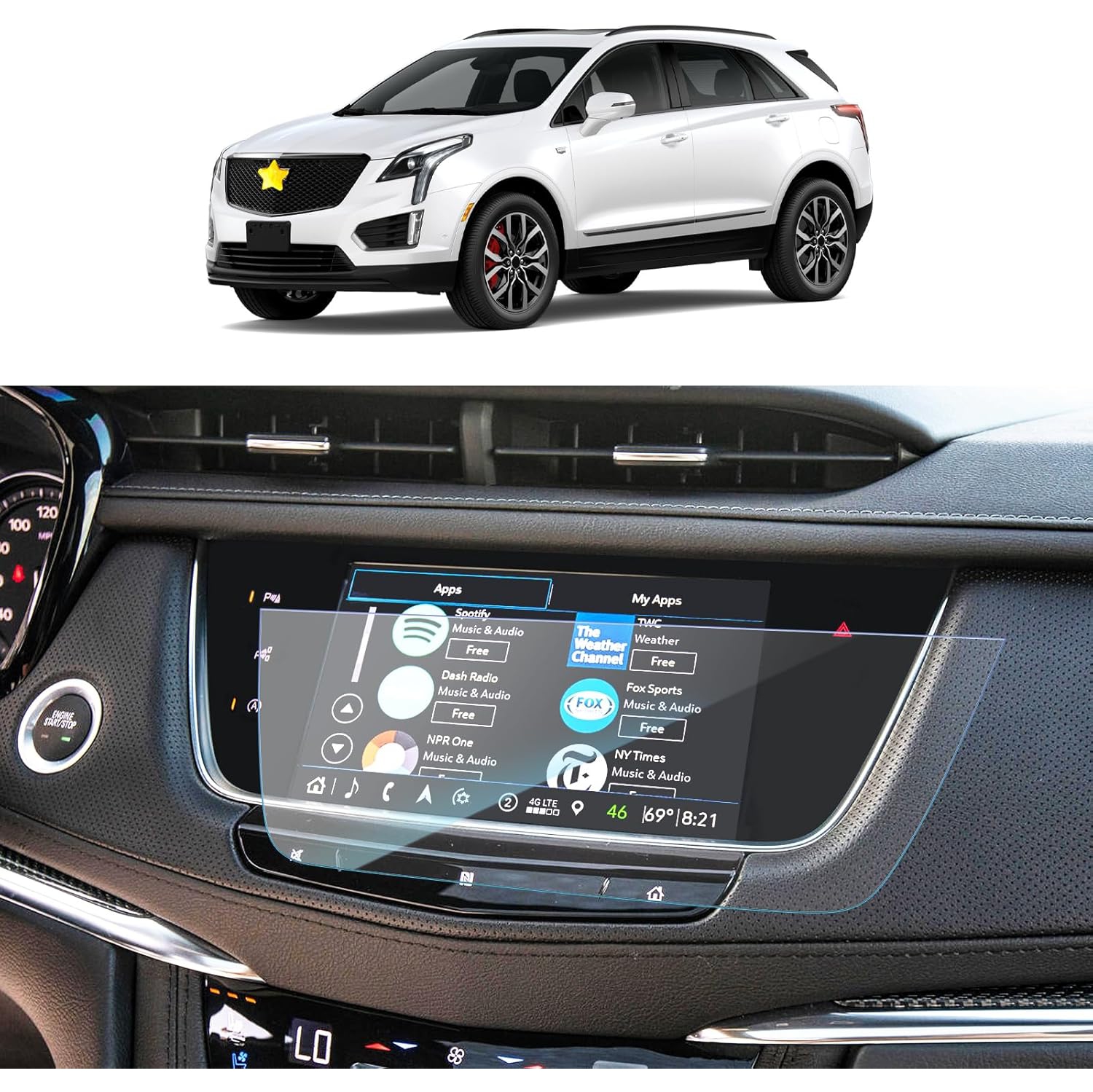 Protecteur d'écran pour Cadillac XT5 2017-2025 / 2020-2025 Cadillac XT6 8 pouces écran de navigation 2017-2025 XT5