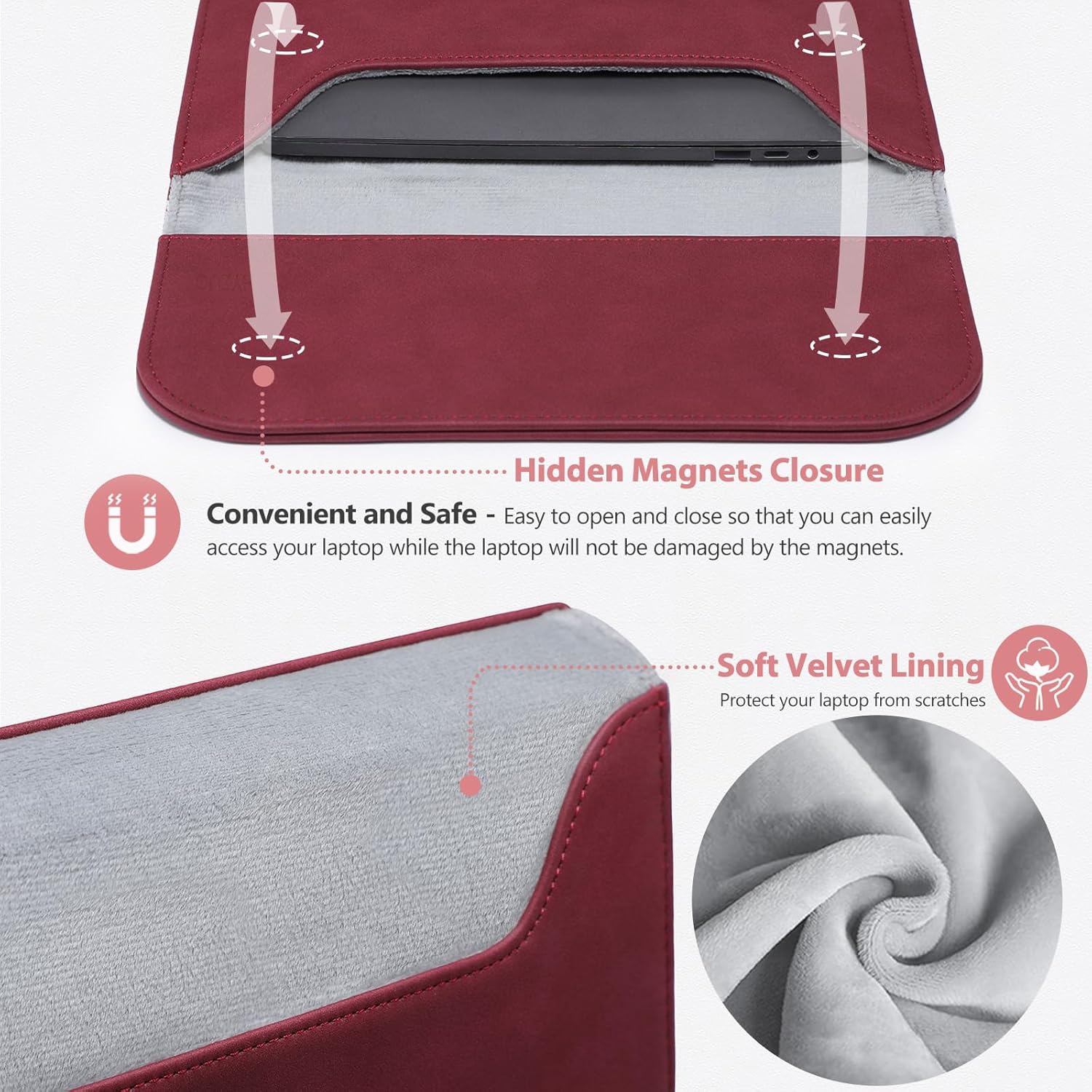 Housse pour portable de 13&nbsp;po pour MacBook Air 13 M3 M2 M1 2024-2018, MacBook Pro 13 M2 M1 2024-2016, iPad Pro 13