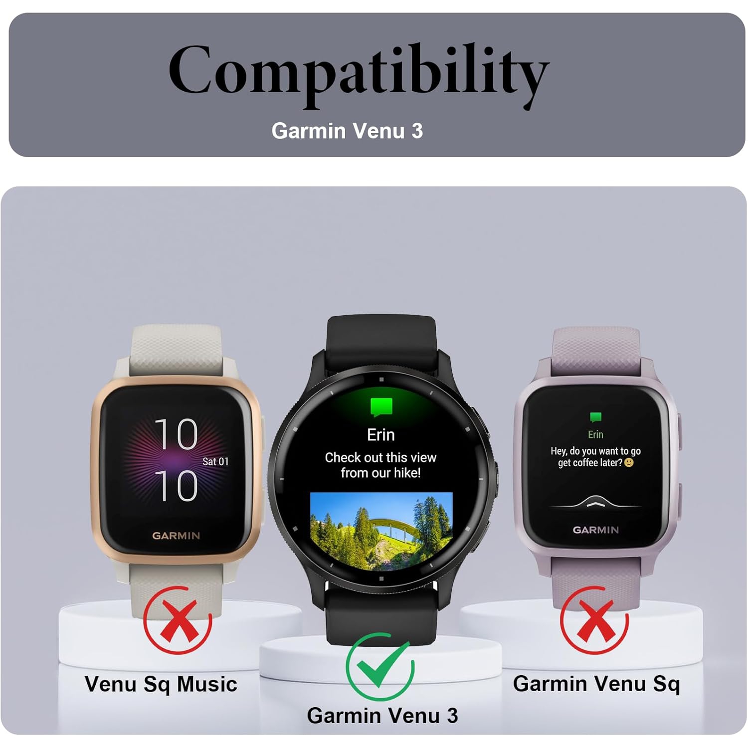 Screen Protector for Garmin Venu 3, [3 Pack] HD Clear 3D Curved Anti-Scratch PET Soft Screen Protector