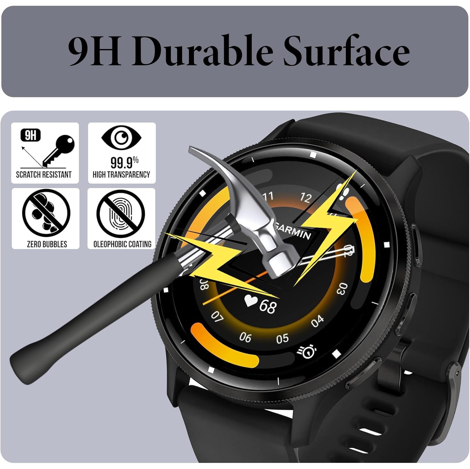 Screen Protector for Garmin Venu 3, [3 Pack] HD Clear 3D Curved Anti-Scratch PET Soft Screen Protector