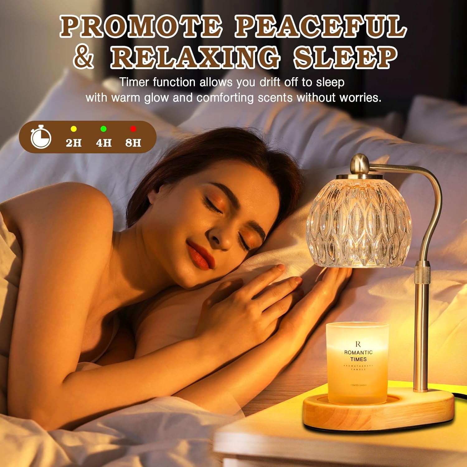 Bougie en verre avec minuterie, chauffe-chandelle rétro, cadeau d'anniversaire pour femmes, maman, femme amie, cadeau de chauffe-lampe, lampe à