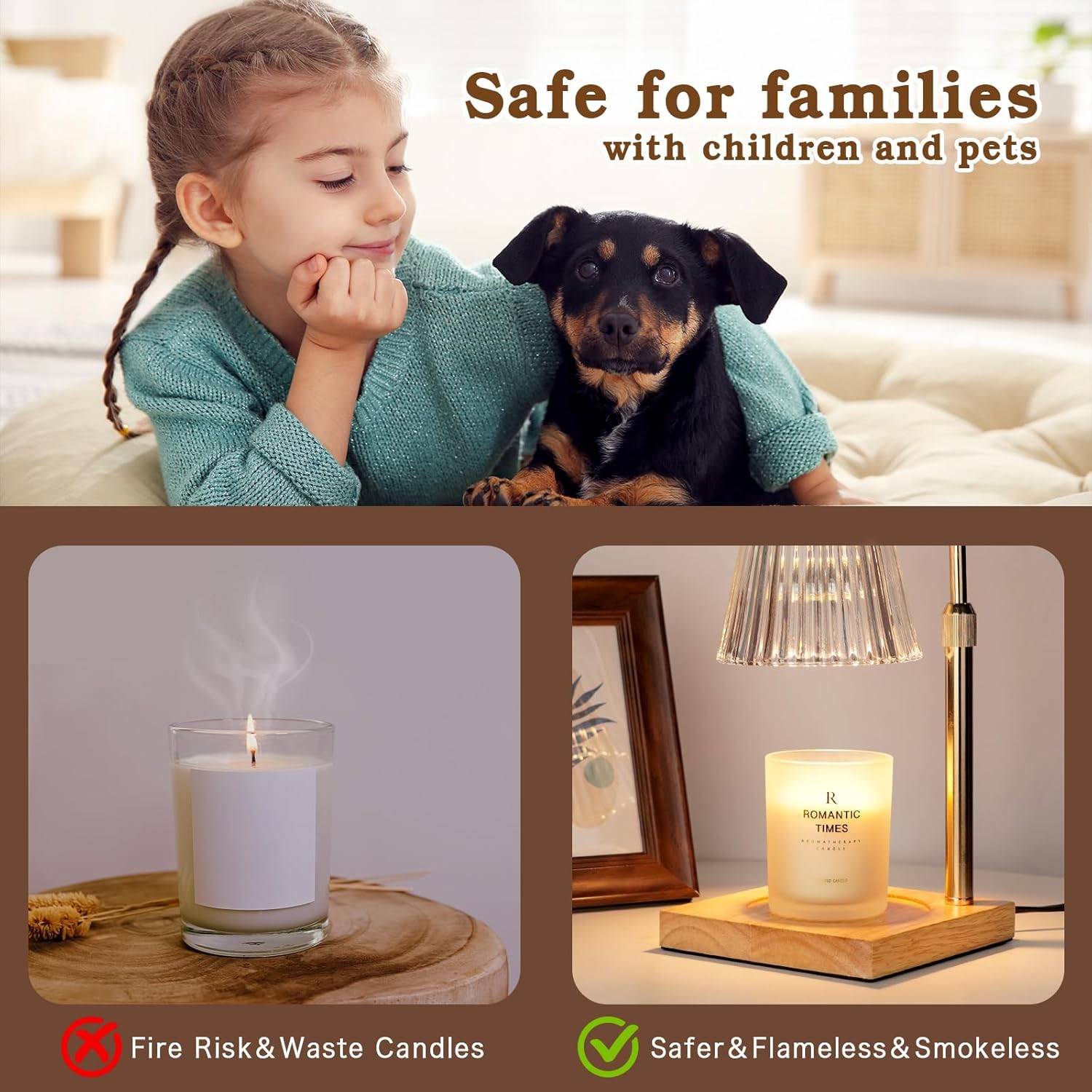 Lampe chauffante en verre avec minuterie, chauffe-chandelle à intensité réglable pour bougies en pot, chauffe-bougie à hauteur réglable, décoration