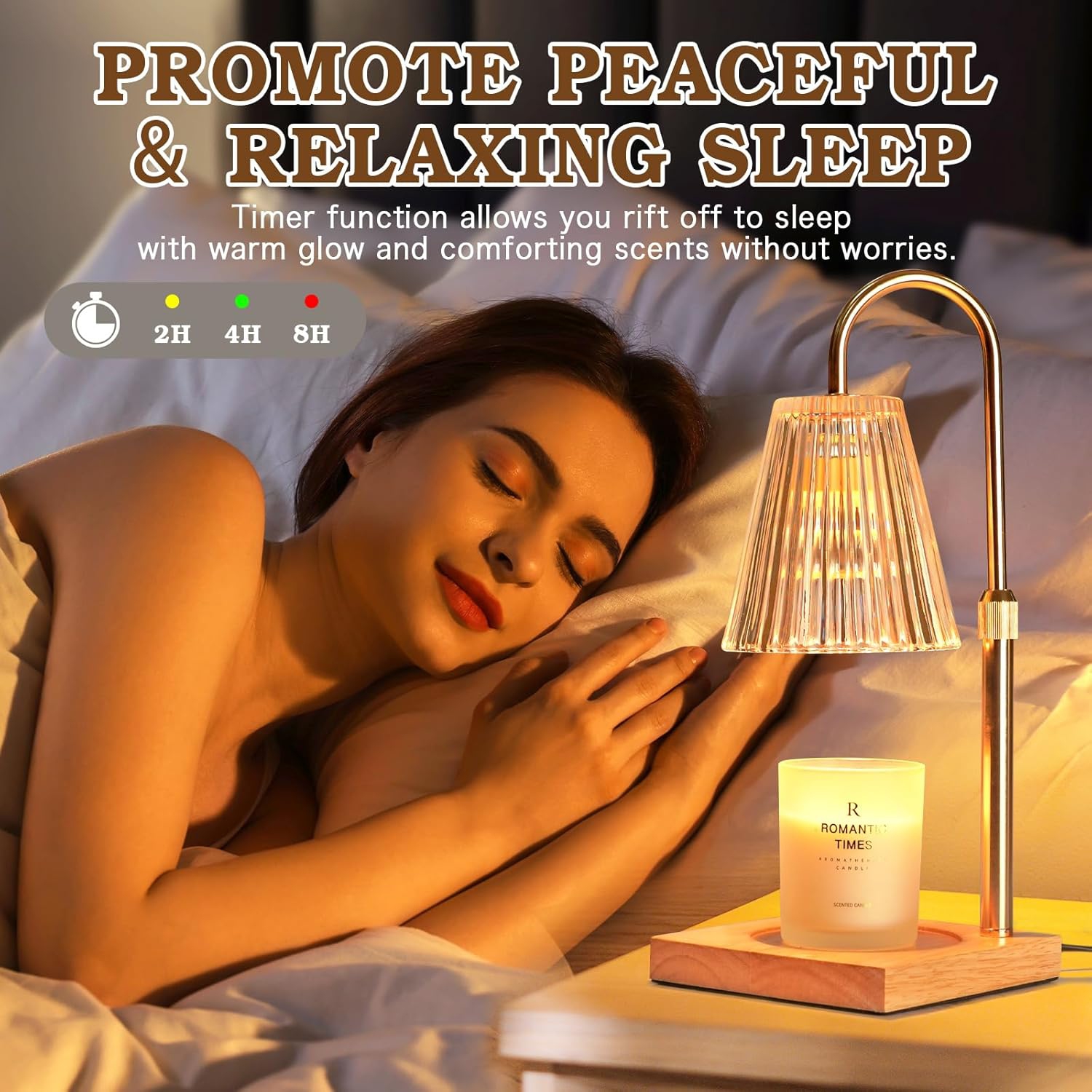 Lampe chauffante en verre avec minuterie, chauffe-chandelle à intensité réglable pour bougies en pot, chauffe-bougie à hauteur réglable, décoration