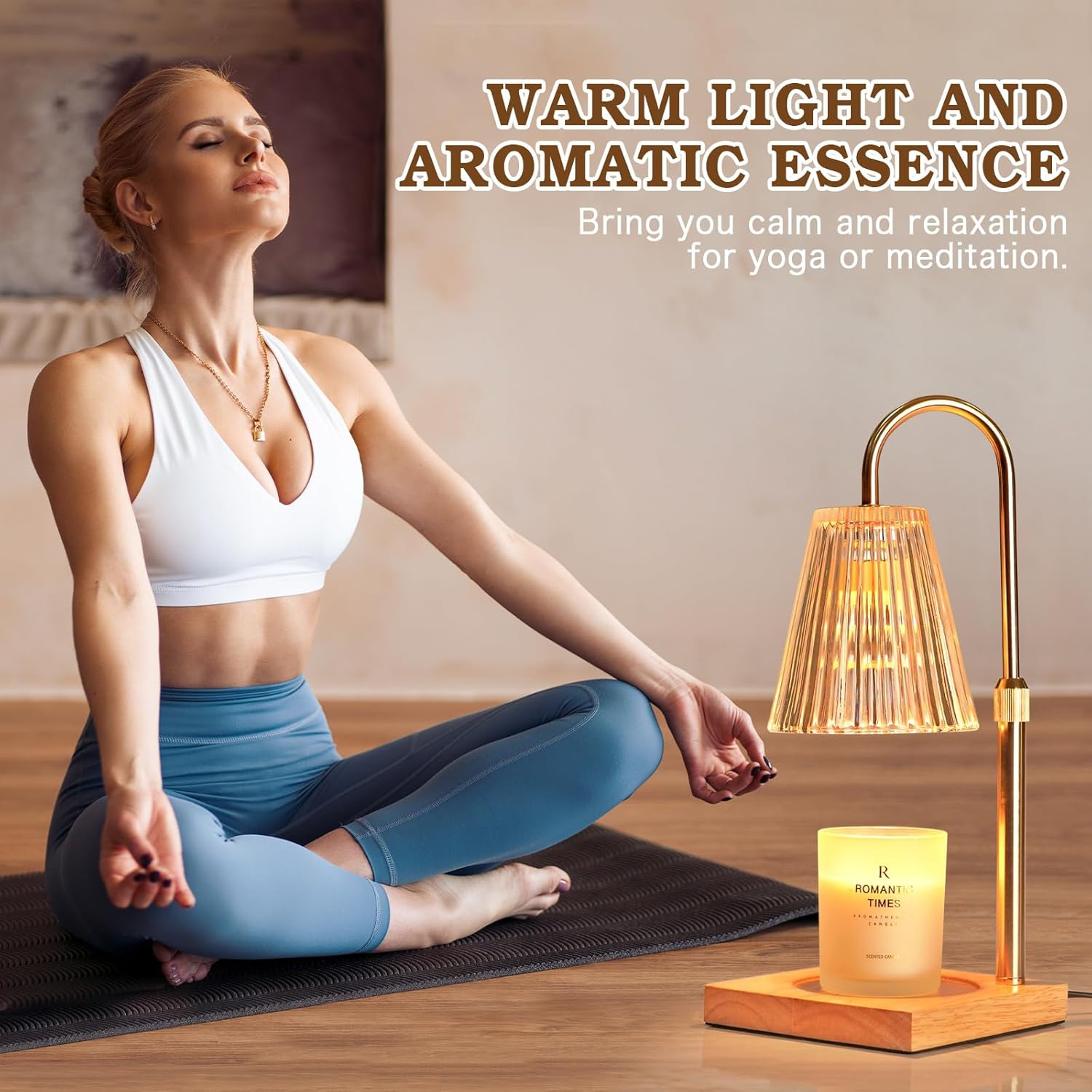 Lampe chauffante en verre avec minuterie, chauffe-chandelle à intensité réglable pour bougies en pot, chauffe-bougie à hauteur réglable, décoration