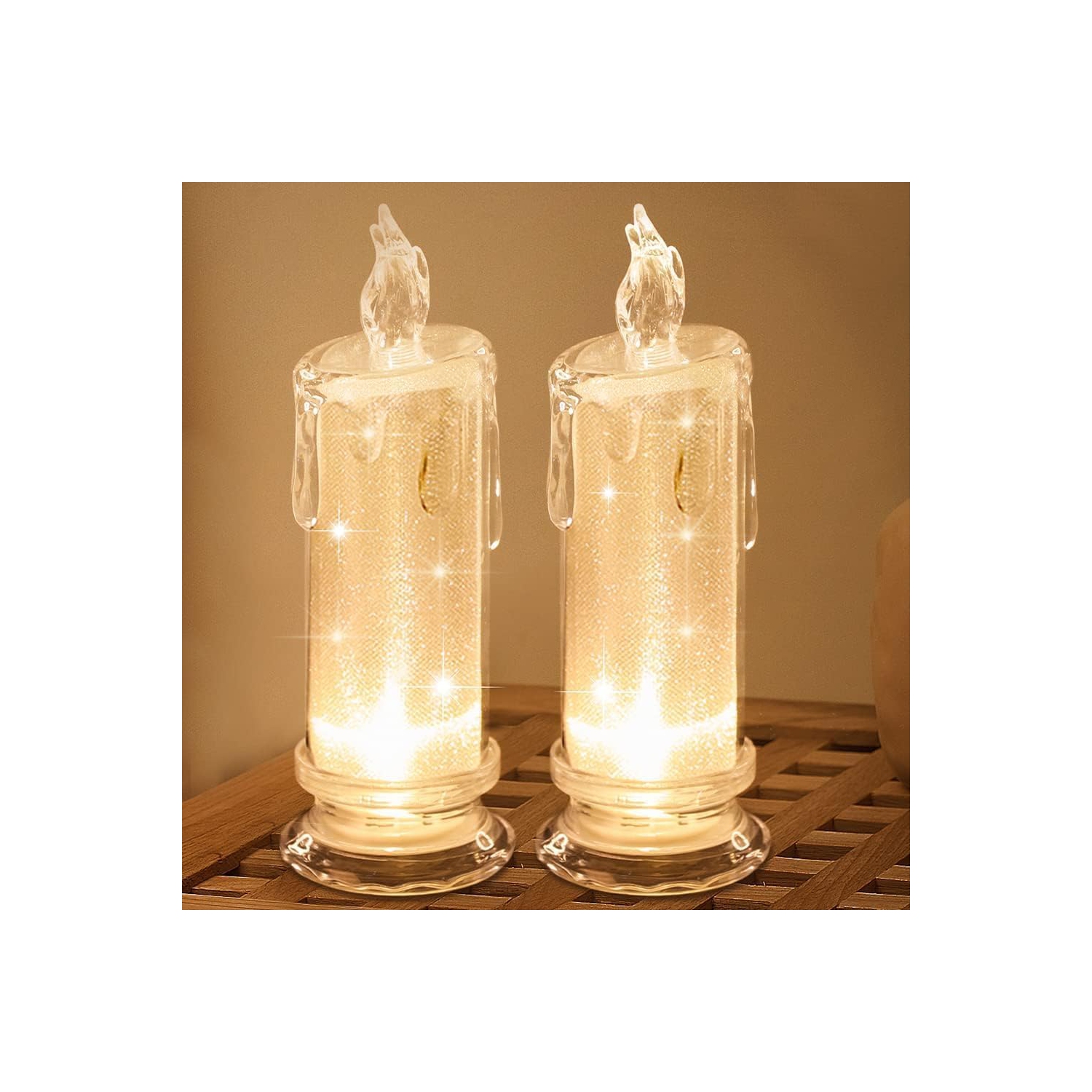 2 PCS LED Flameless Candles,Fake Candle, Battery Operated Candles/Battery Included for Valentine's Day Bedroom Birthday Wedding Christmas Decorations
