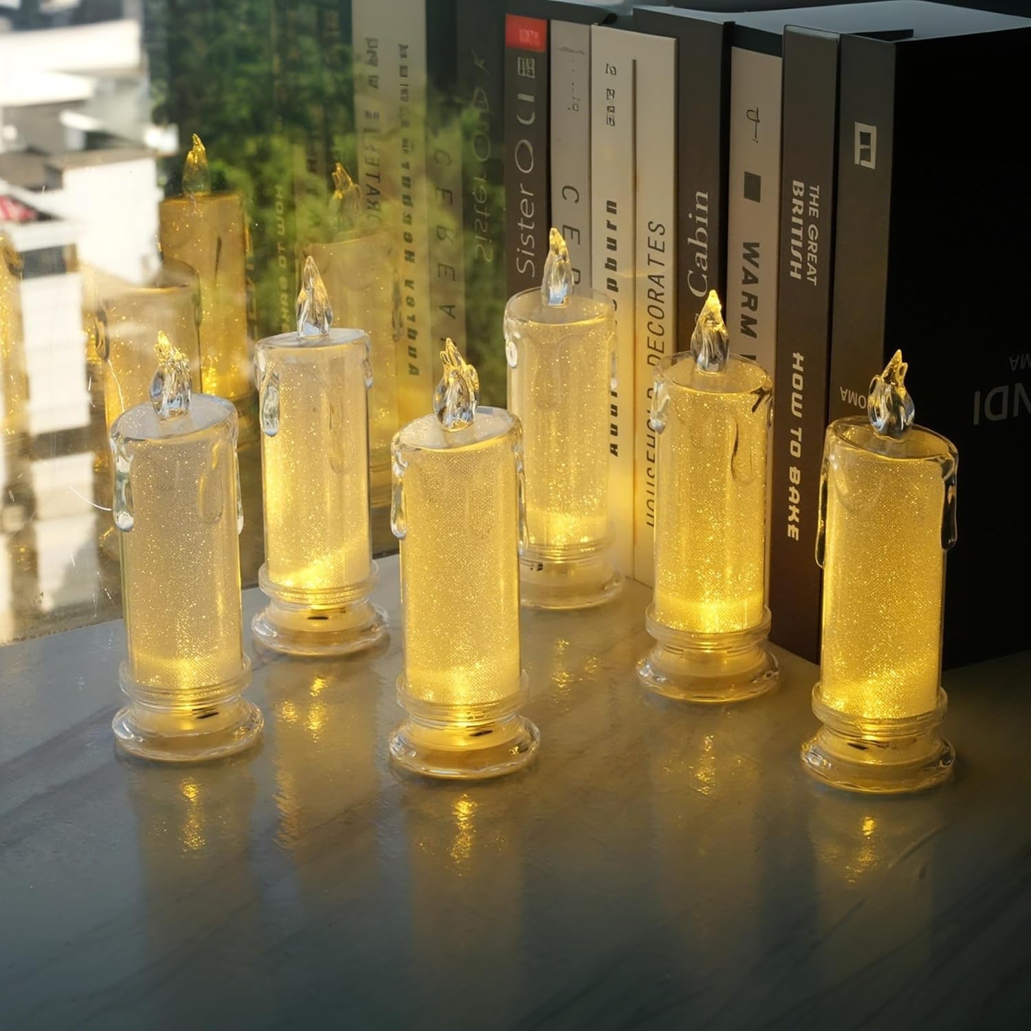 2 PCS LED Flameless Candles,Fake Candle, Battery Operated Candles/Battery Included for Valentine's Day Bedroom Birthday Wedding Christmas Decorations