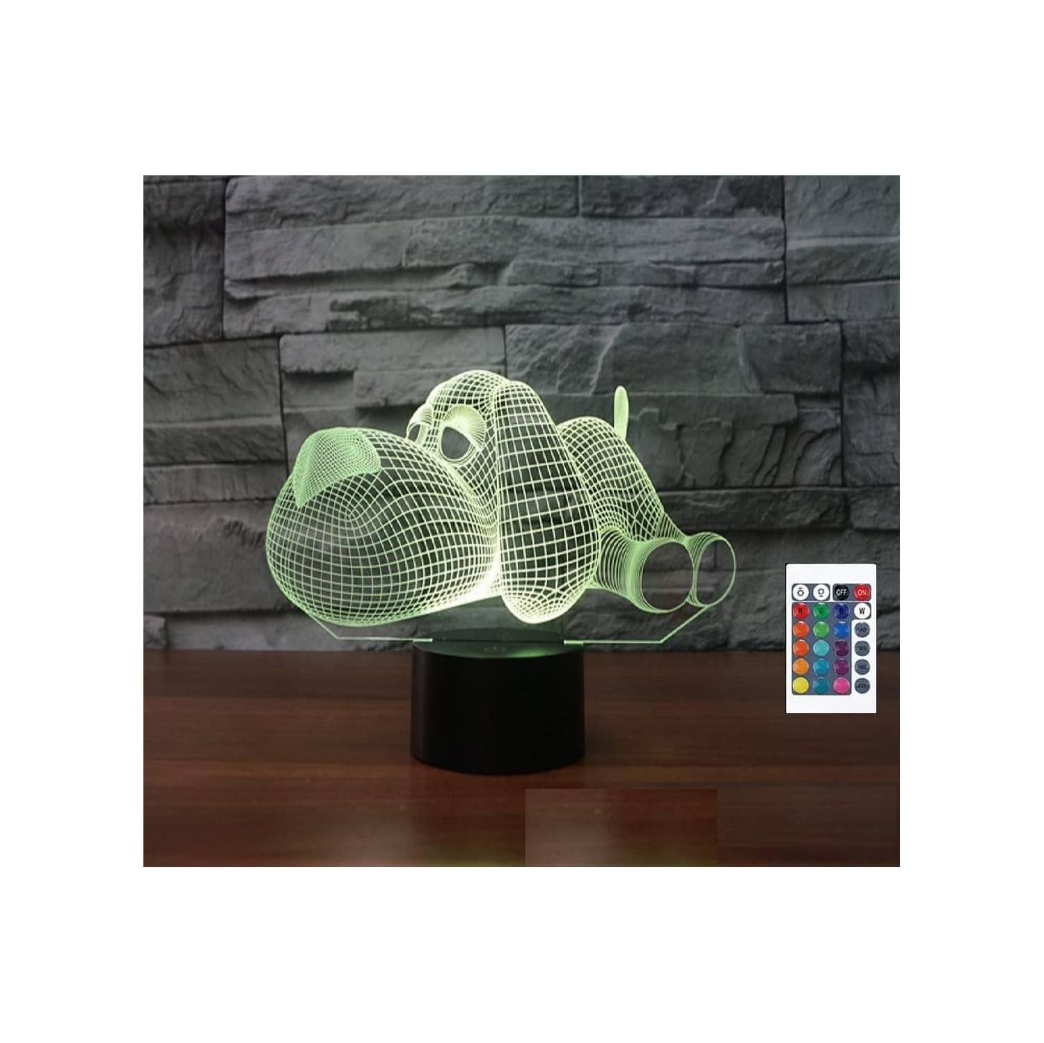 Télécommande pour chien 3D 16 lumières de nuit Illusion Acrylique LED Lampe de table Chambre d'enfant Décoration de bureau d'anniversaire Cadeau de