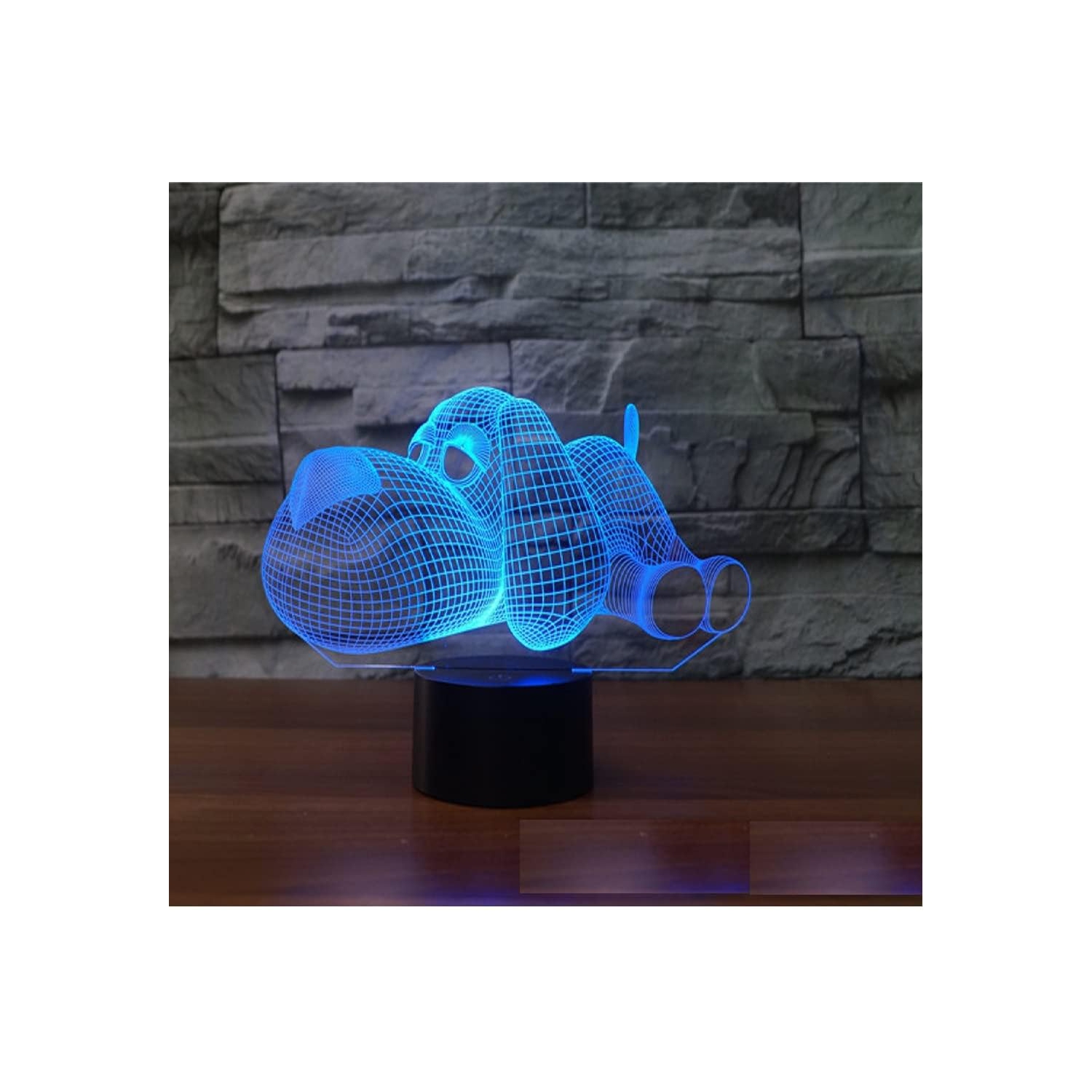 Télécommande pour chien 3D 16 lumières de nuit Illusion Acrylique LED Lampe de table Chambre d'enfant Décoration de bureau d'anniversaire Cadeau de
