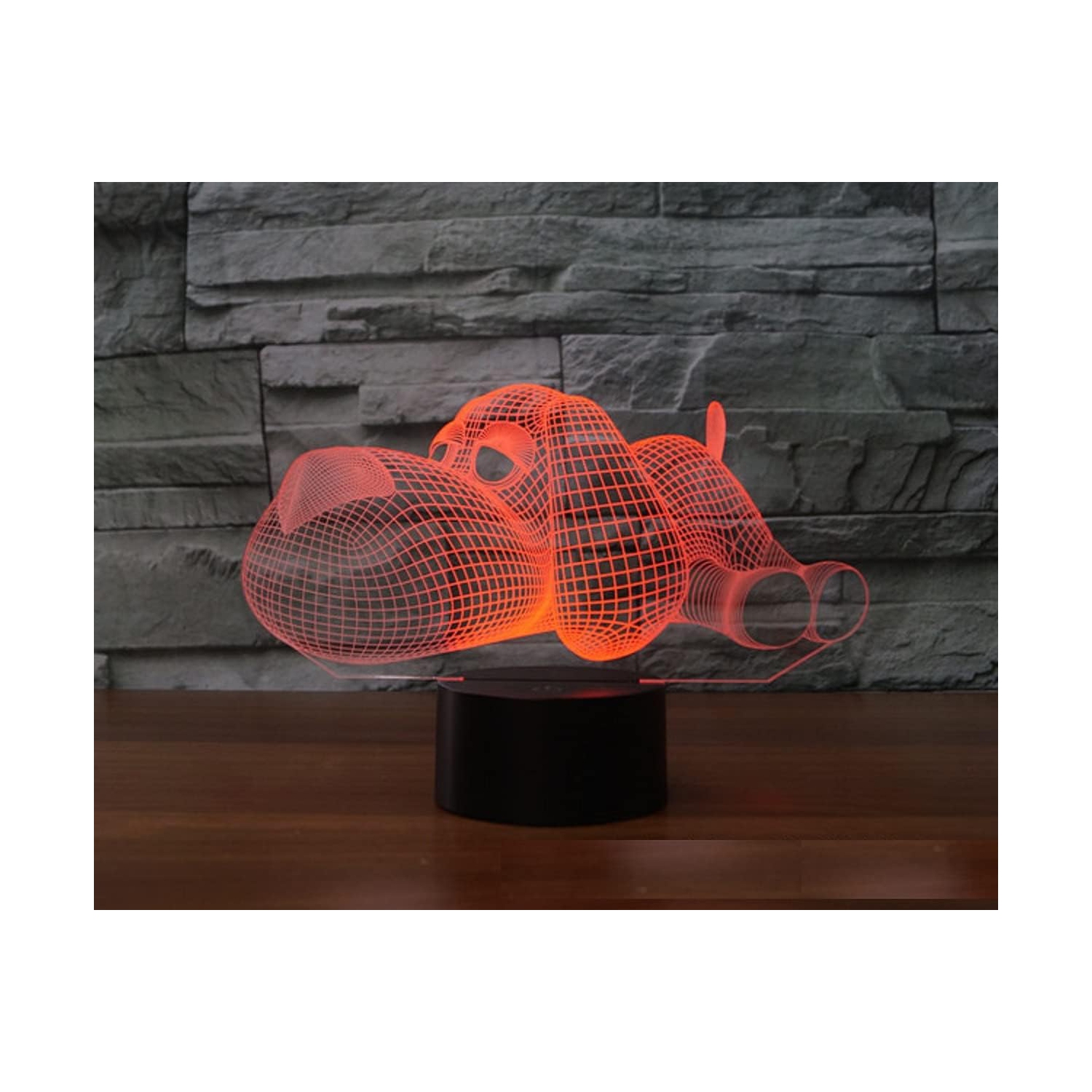 Télécommande pour chien 3D 16 lumières de nuit Illusion Acrylique LED Lampe de table Chambre d'enfant Décoration de bureau d'anniversaire Cadeau de