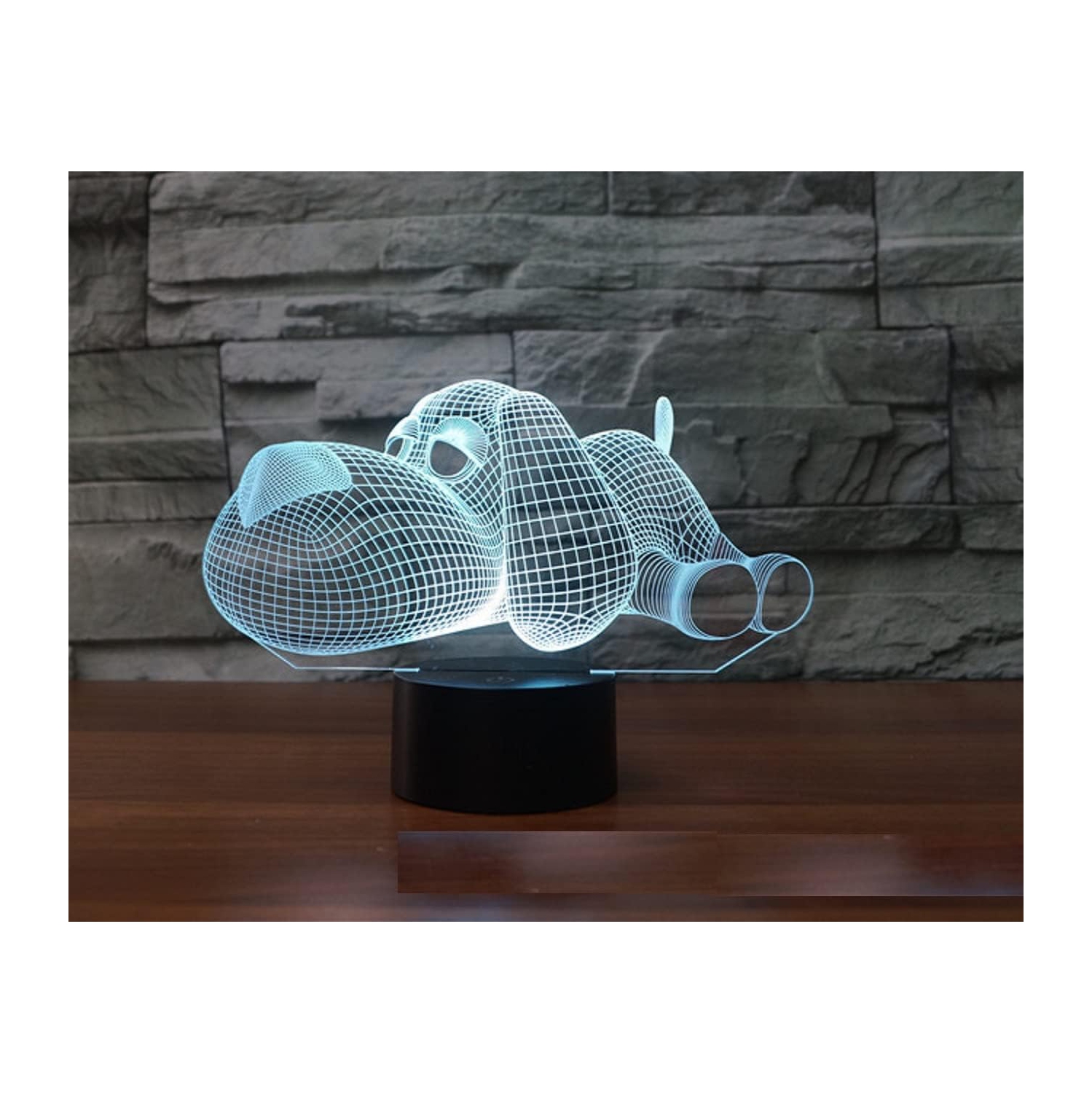 Télécommande pour chien 3D 16 lumières de nuit Illusion Acrylique LED Lampe de table Chambre d'enfant Décoration de bureau d'anniversaire Cadeau de