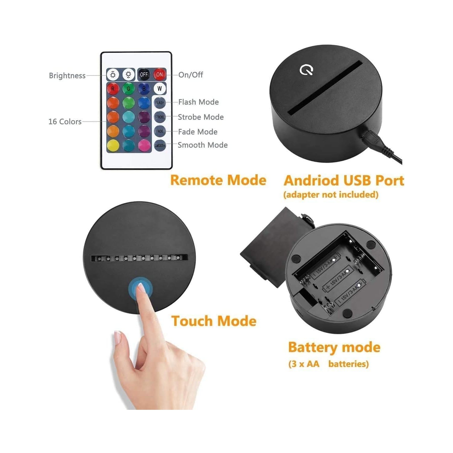 Télécommande pour chien 3D 16 lumières de nuit Illusion Acrylique LED Lampe de table Chambre d'enfant Décoration de bureau d'anniversaire Cadeau de