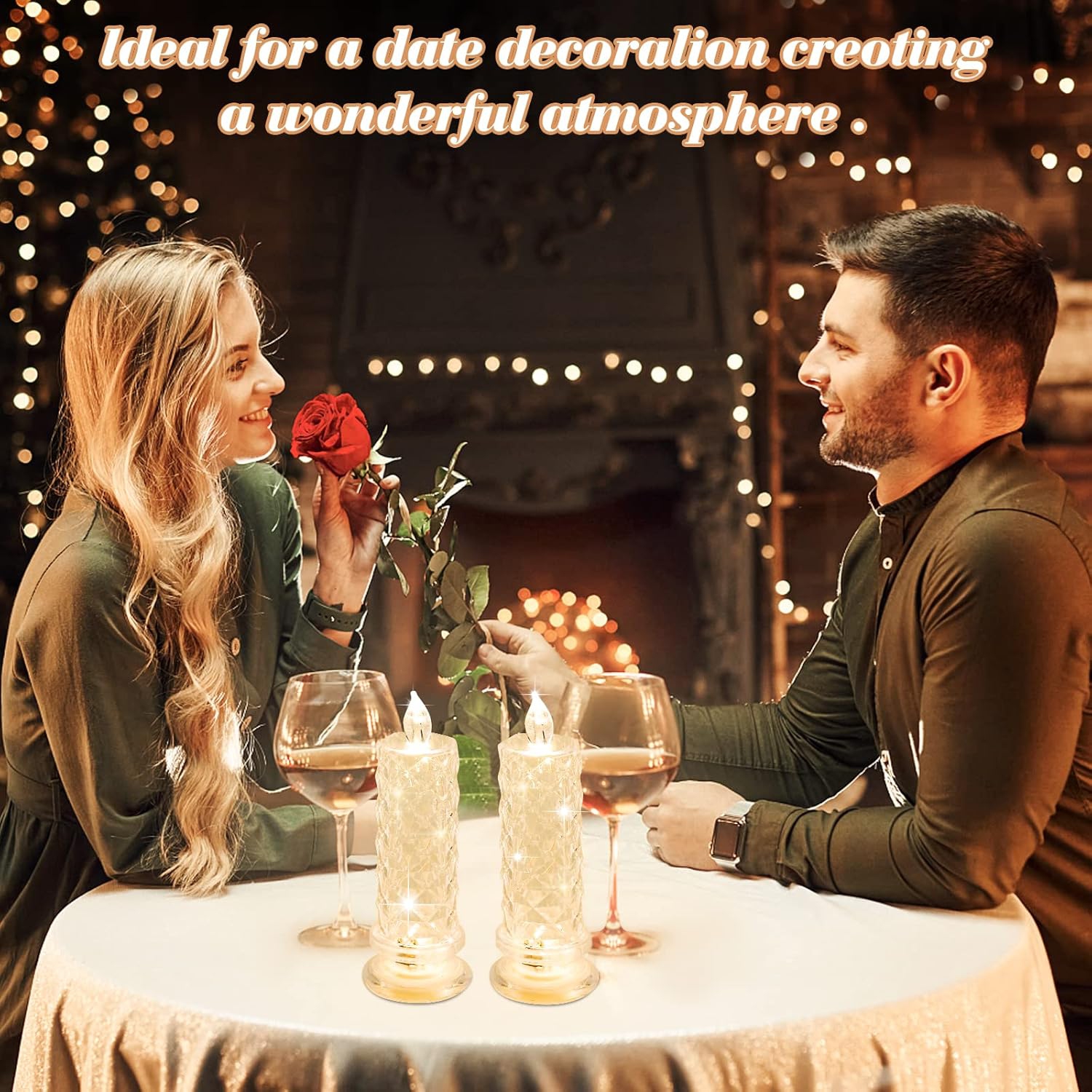Rose Shadow LED Flameless Candles, 6PCS Romantic Battery Operated Candles Led Pillar Candles for Valentine's Day Romantic Propose Anniversary Wedding