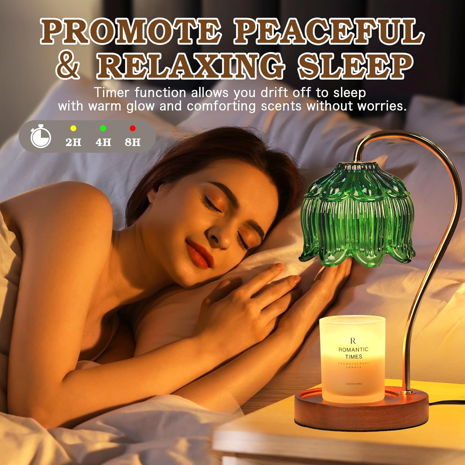 Flower Candle Warmer Lamp with Timer, Glass Candle Warmer Lamp, Birthday Gifts for Women, Mom, Female Friend, Electric Candle Lamp Warmer Gifts,