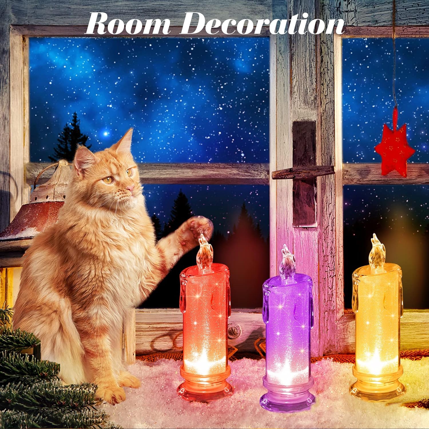 4PCS Yellow LED flameless Candles, LED Pillar Candles, Battery Included, Velas artificiales para decoracion