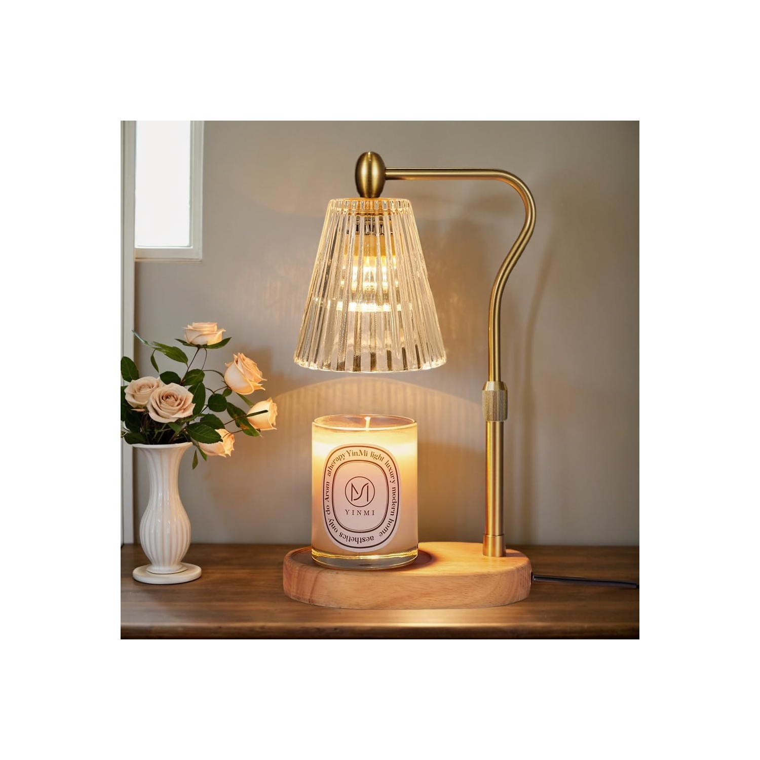 Lampe chauffe-bougie avec minuterie et gradateur à hauteur réglable, chauffe-bougie avec 2 ampoules pour bougies parfumées en pot Cadeaux de Noël