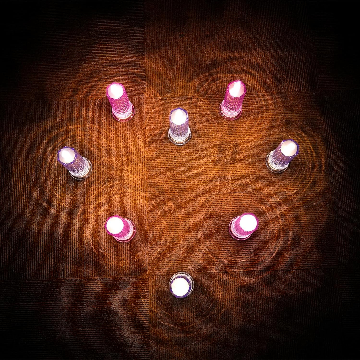 LED Candles, 4Pack Battery Operated Candles with Rose Light Halo, Romantic Flameless Pillar Candles for Valentine's Day Halloween Decorations