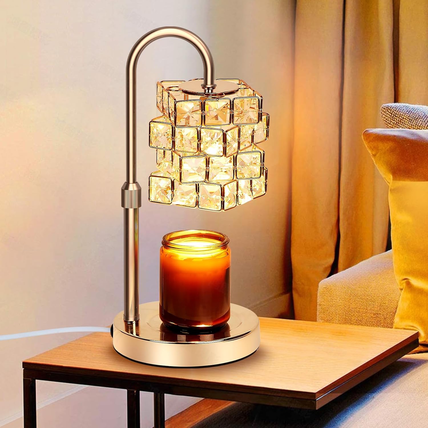 Candle Warmer, Candle Warmer Lamp with Timer & Dimmer Candle Warmer Height Adjustable Scented Candles, Candle Warmer with 2 * 50W Bulbs