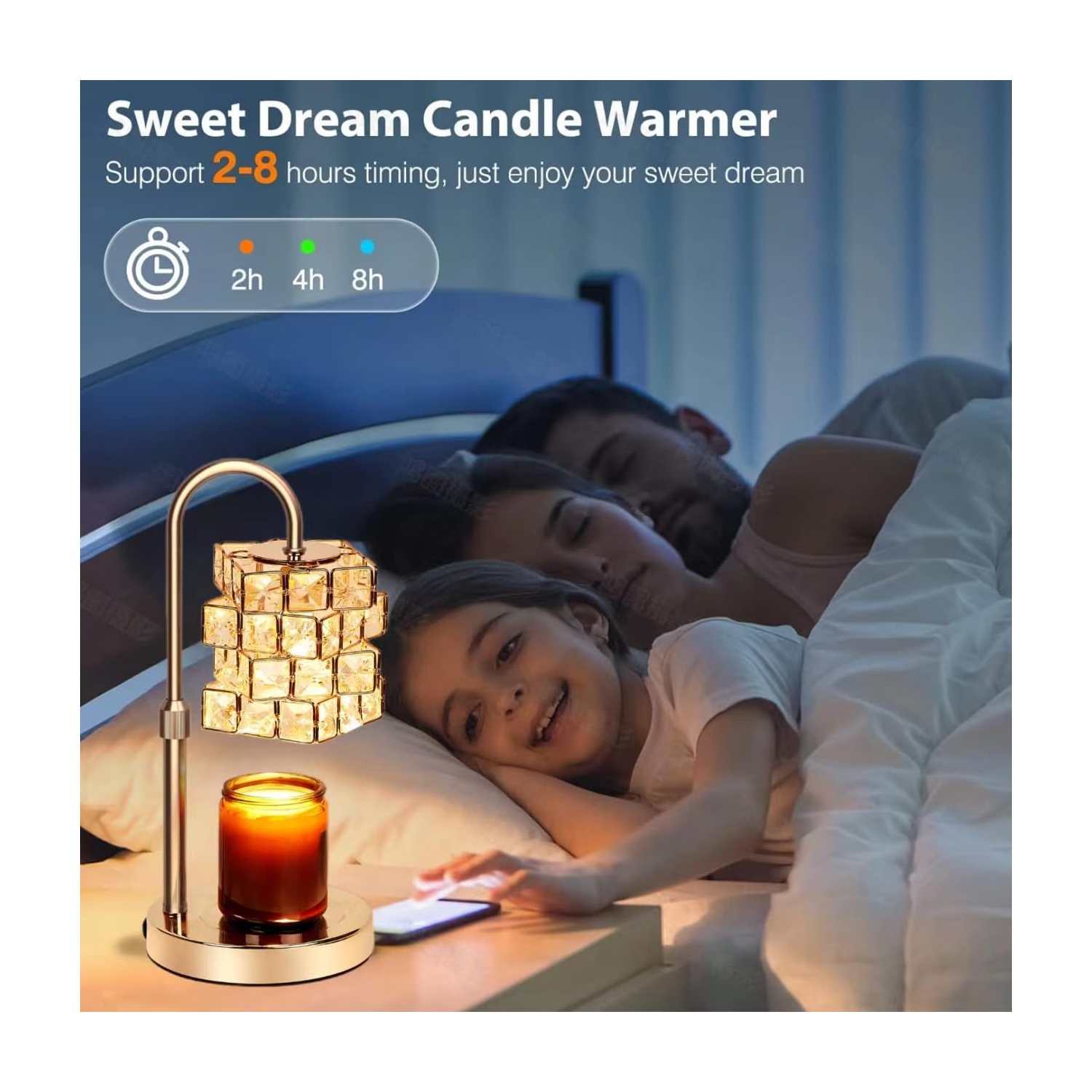 Candle Warmer, Candle Warmer Lamp with Timer & Dimmer Candle Warmer Height Adjustable Scented Candles, Candle Warmer with 2 * 50W Bulbs