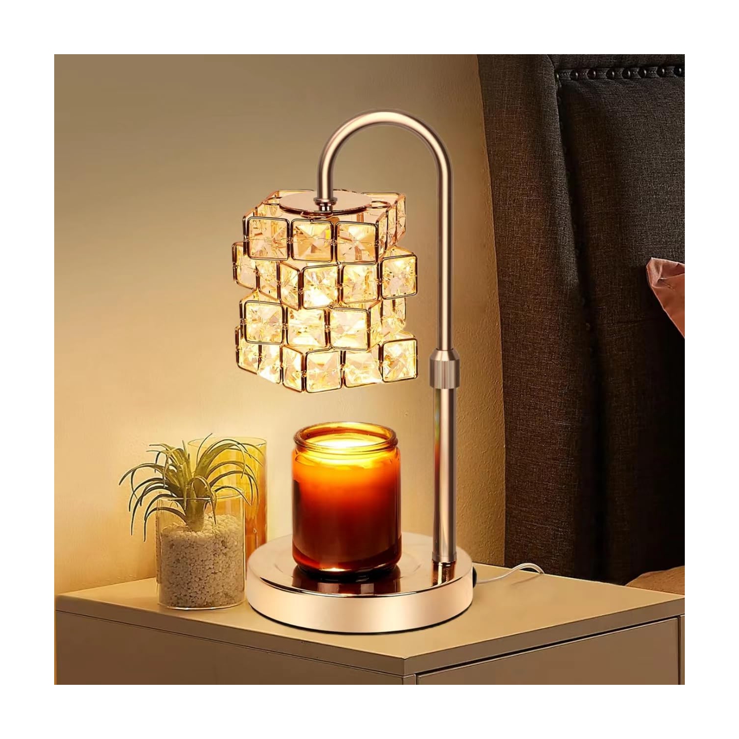 Candle Warmer, Candle Warmer Lamp with Timer & Dimmer Candle Warmer Height Adjustable Scented Candles, Candle Warmer with 2 * 50W Bulbs