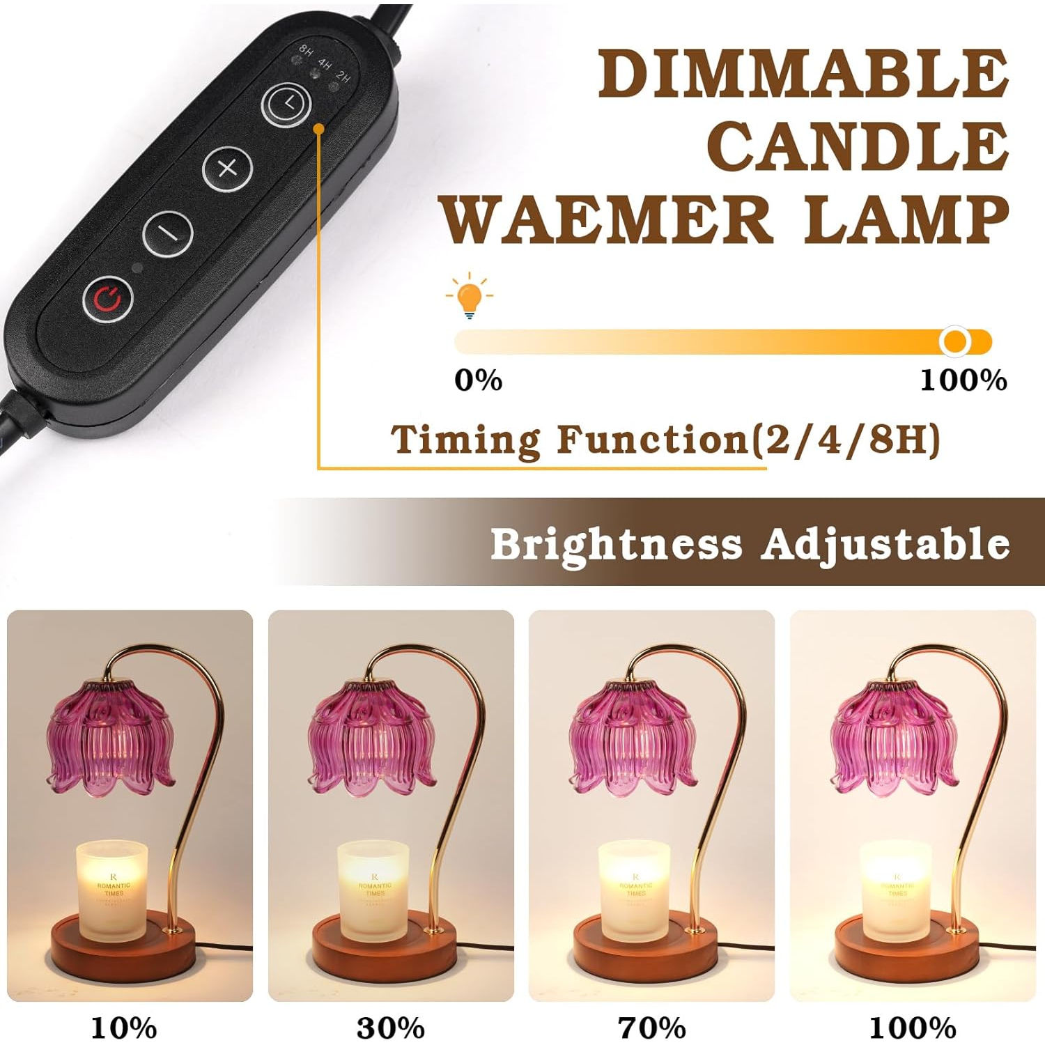 Purple Candle Warmer Lamp with Timer, Electric Candle Warmer Lamp, Birthday Gift for Women, Mom, Female Friend, Flower Candle Warmer Gifts for Candle