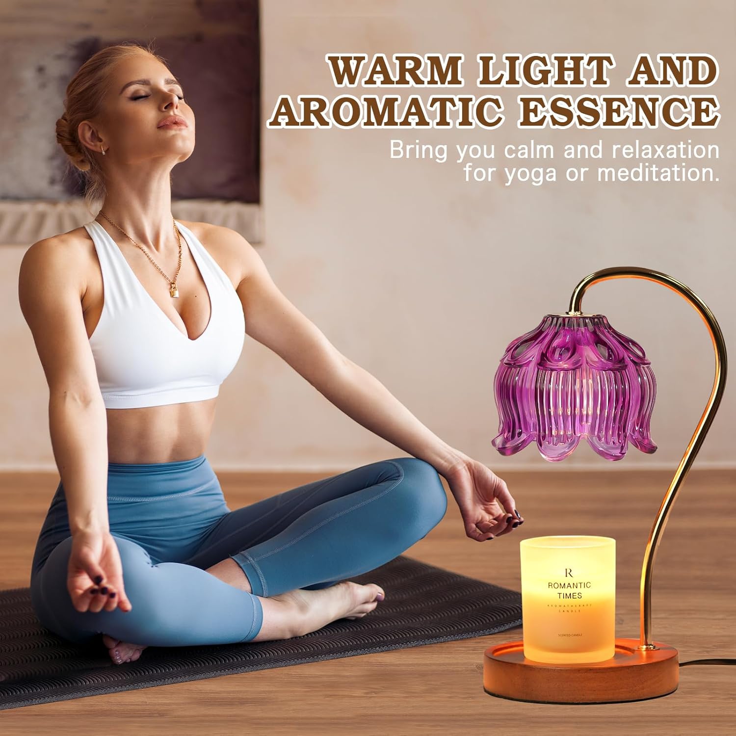 Purple Candle Warmer Lamp with Timer, Electric Candle Warmer Lamp, Birthday Gift for Women, Mom, Female Friend, Flower Candle Warmer Gifts for Candle