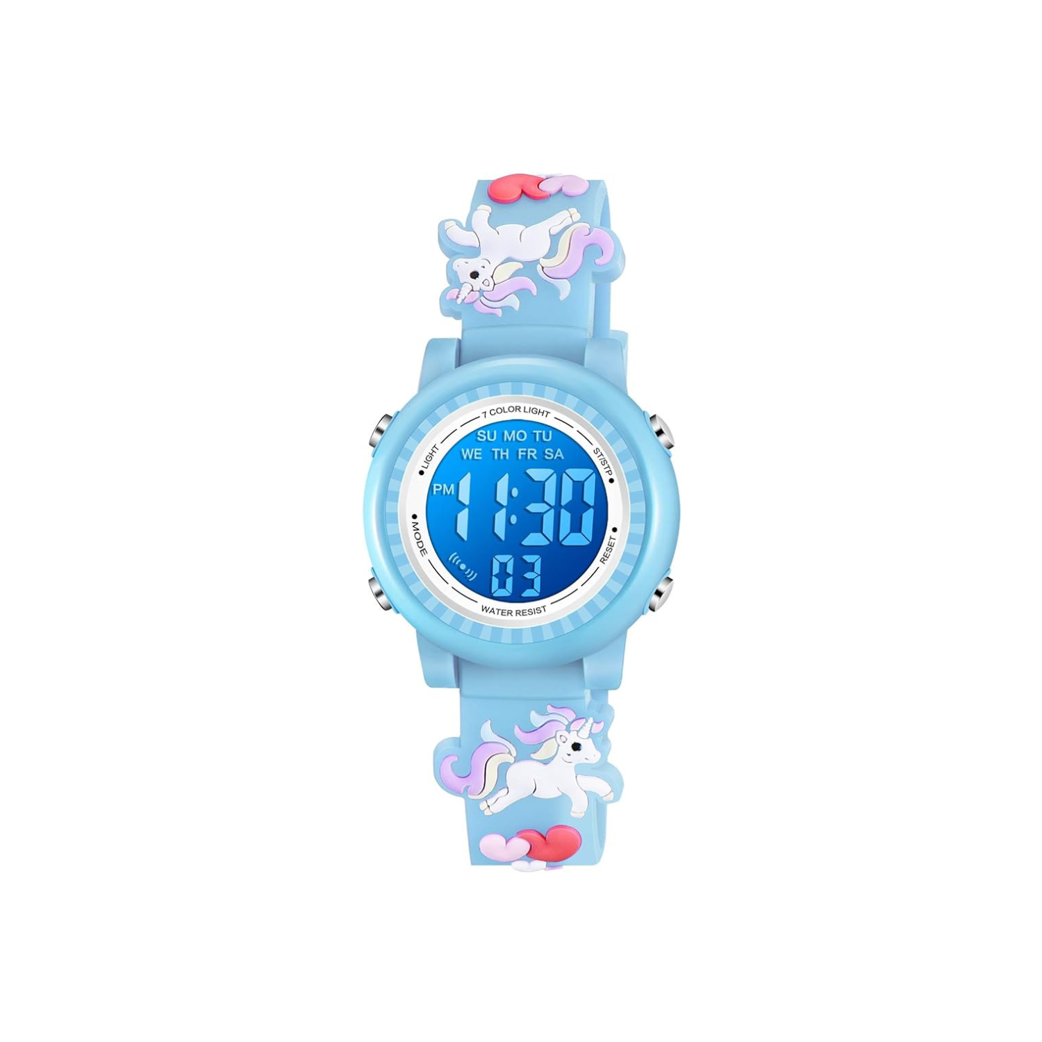 Kids Watches 3D Cartoon Waterproof 7 Color Lights Toddler Wrist Digital Watch with Alarm Stopwatch for 3-10 Year Girls Little Child