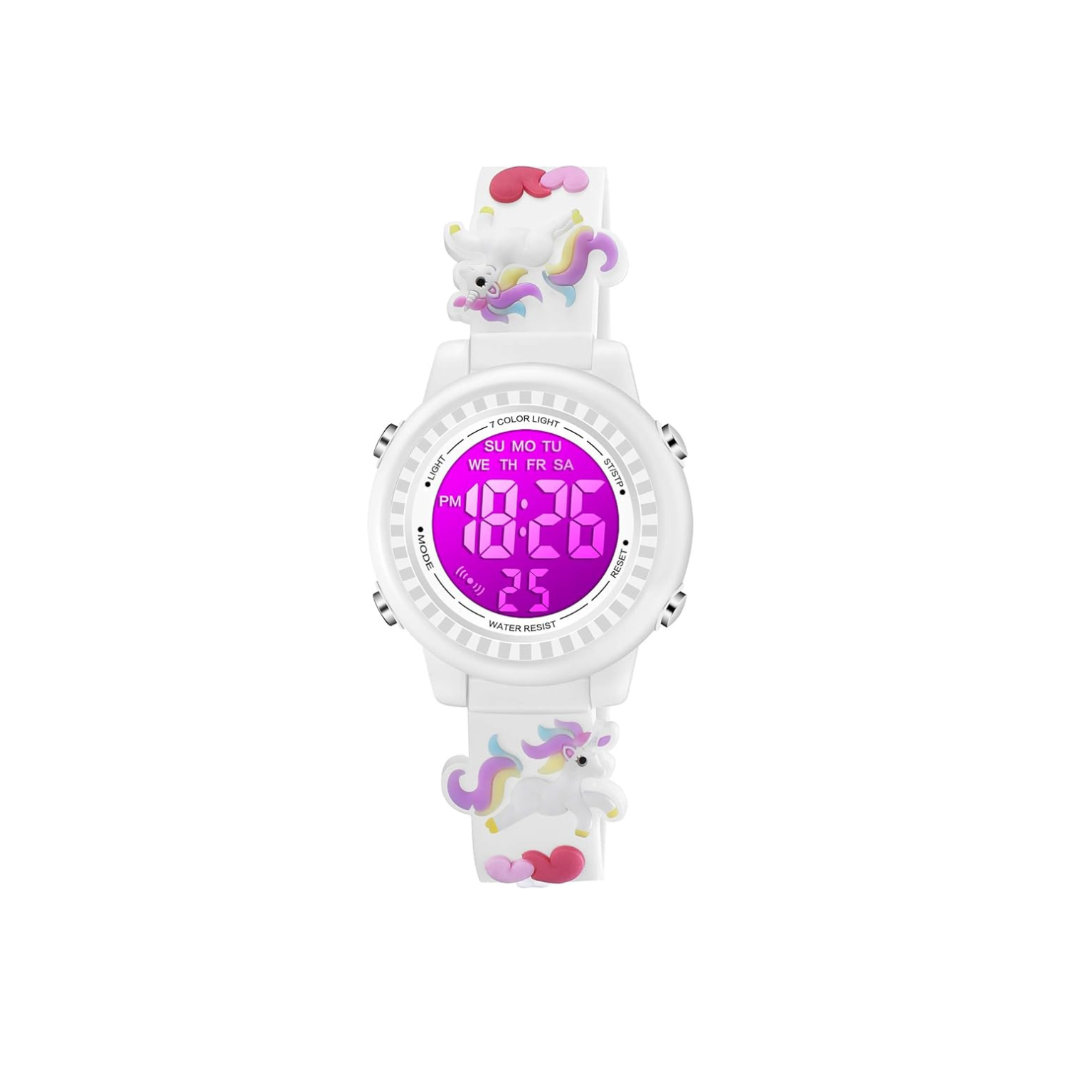 Kids Watches 3D Cartoon Waterproof 7 Color Lights Toddler Wrist Digital Watch with Alarm Stopwatch for 3-10 Year Girls Little Child