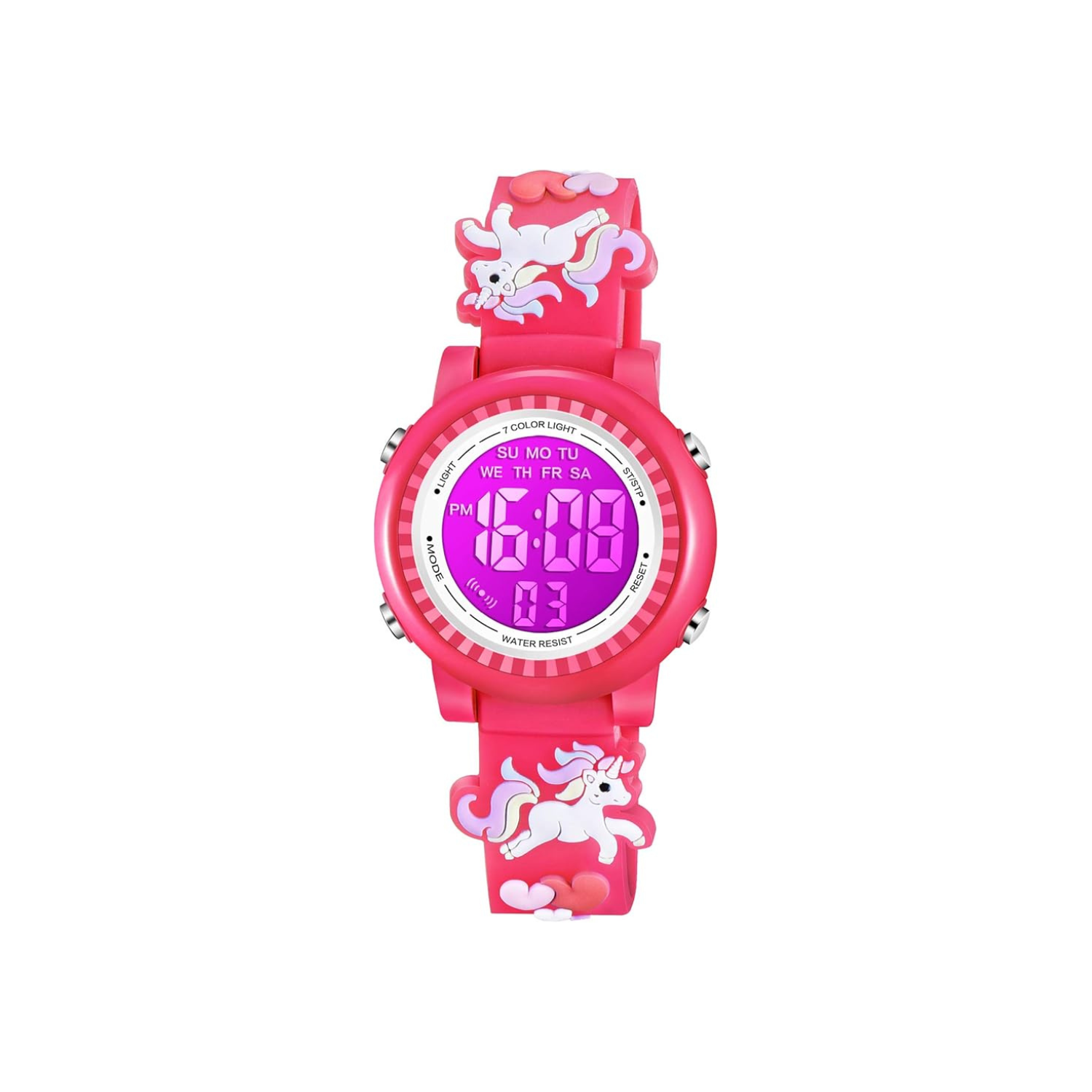 Kids Watches 3D Cartoon Waterproof 7 Color Lights Toddler Wrist Digital Watch with Alarm Stopwatch for 3-10 Year Girls Little Child