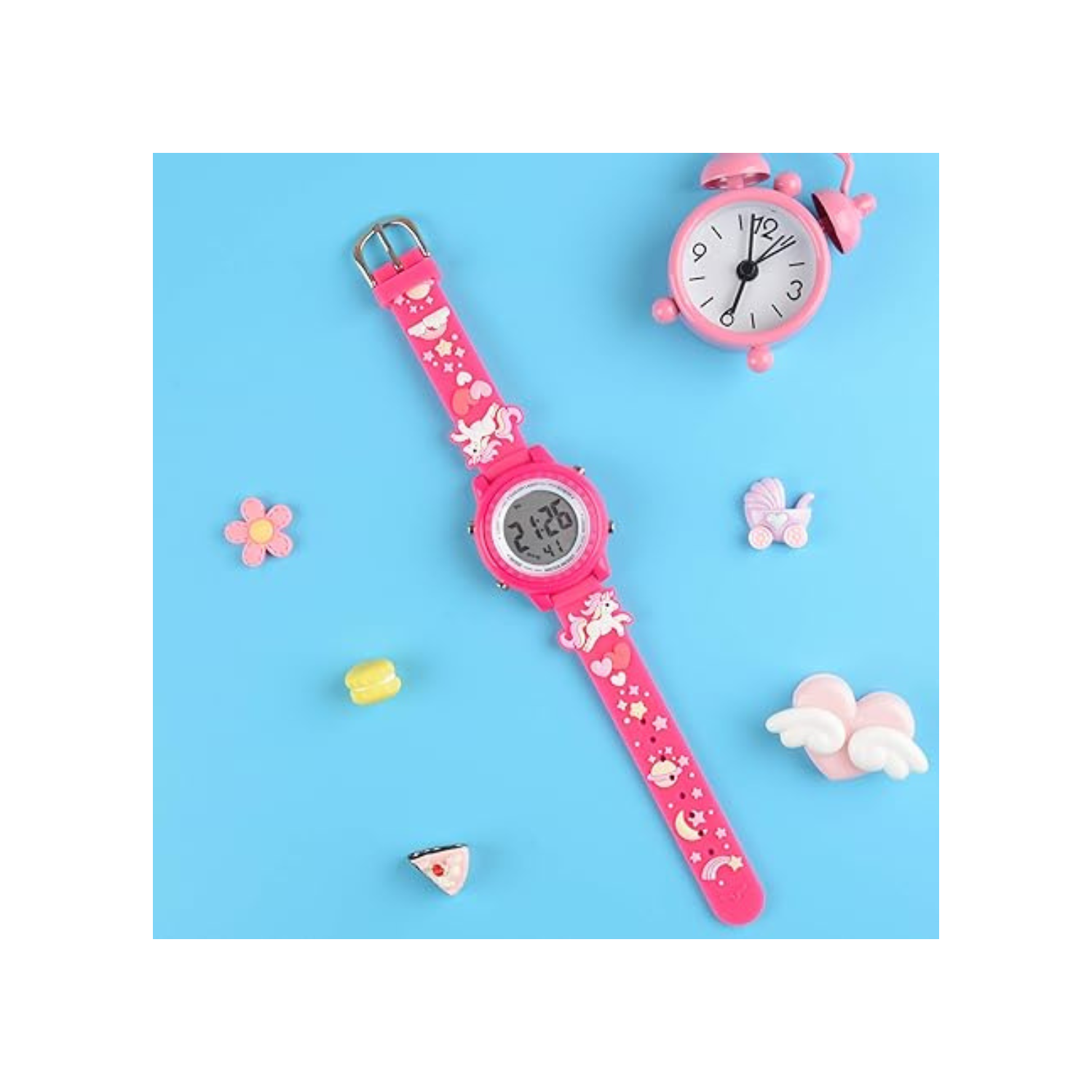Kids Watches 3D Cartoon Waterproof 7 Color Lights Toddler Wrist Digital Watch with Alarm Stopwatch for 3-10 Year Girls Little Child