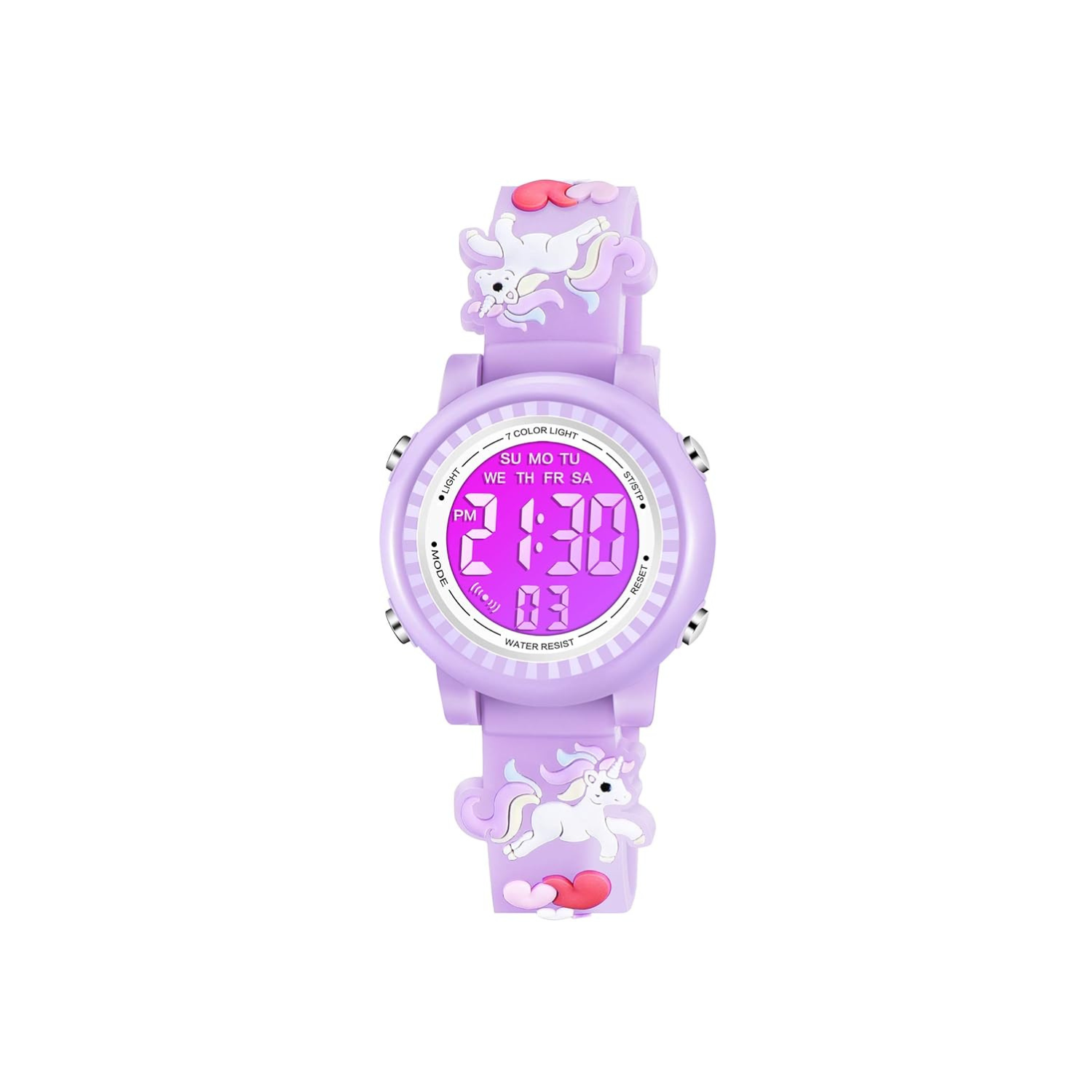 Kids Watches 3D Cartoon Waterproof 7 Color Lights Toddler Wrist Digital Watch with Alarm Stopwatch for 3-10 Year Girls Little Child