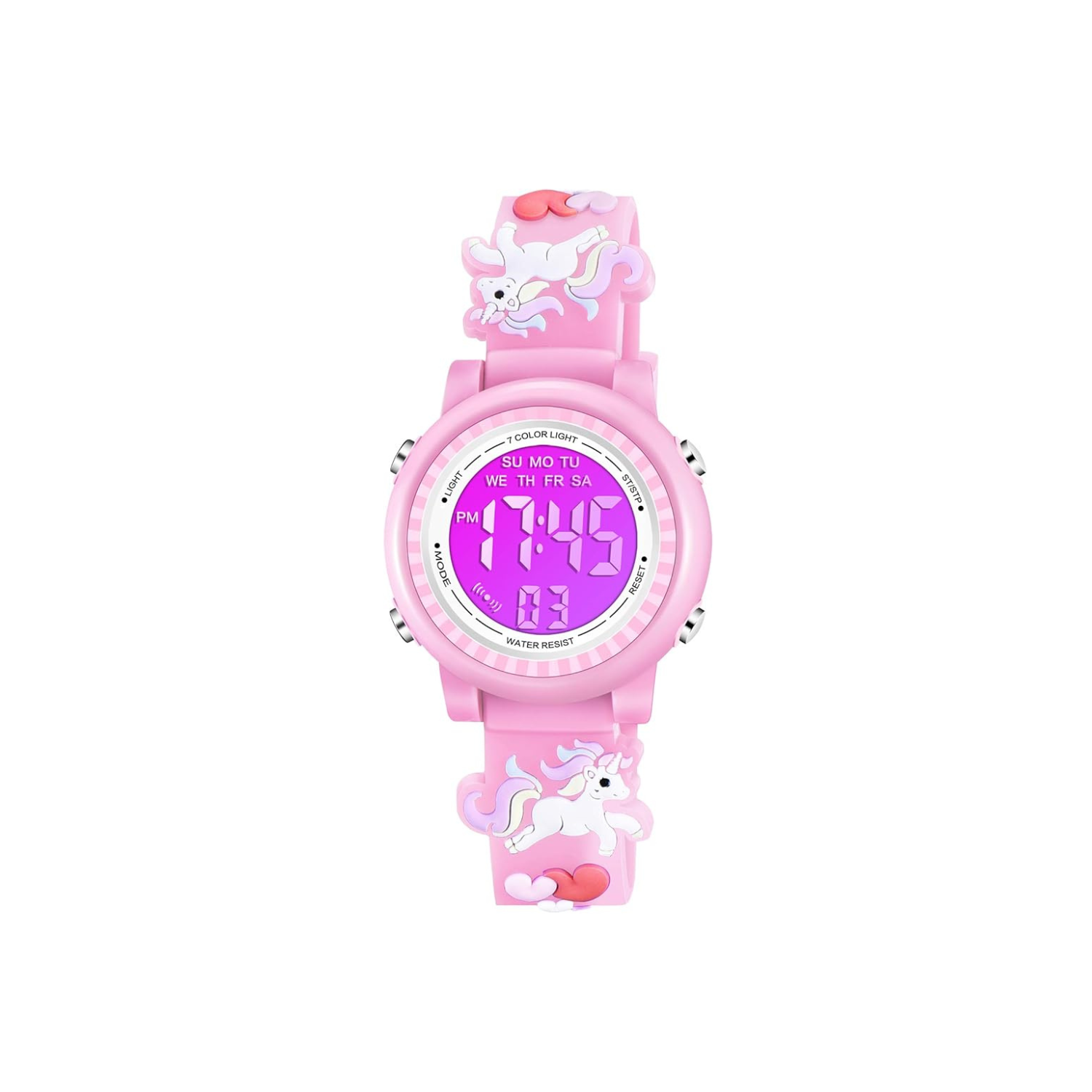 Kids Watches 3D Cartoon Waterproof 7 Color Lights Toddler Wrist Digital Watch with Alarm Stopwatch for 3-10 Year Girls Little Child