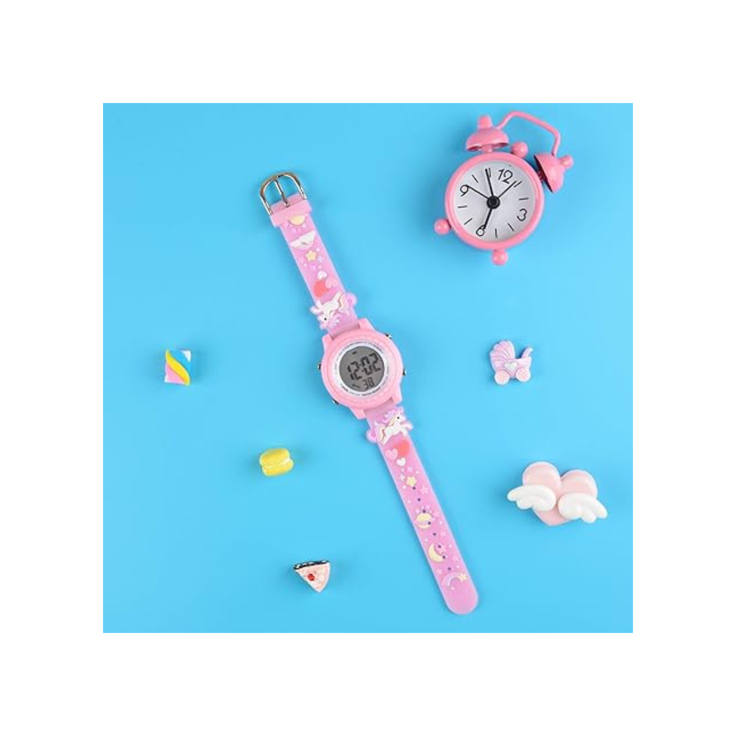 Kids Watches 3D Cartoon Waterproof 7 Color Lights Toddler Wrist Digital Watch with Alarm Stopwatch for 3-10 Year Girls Little Child