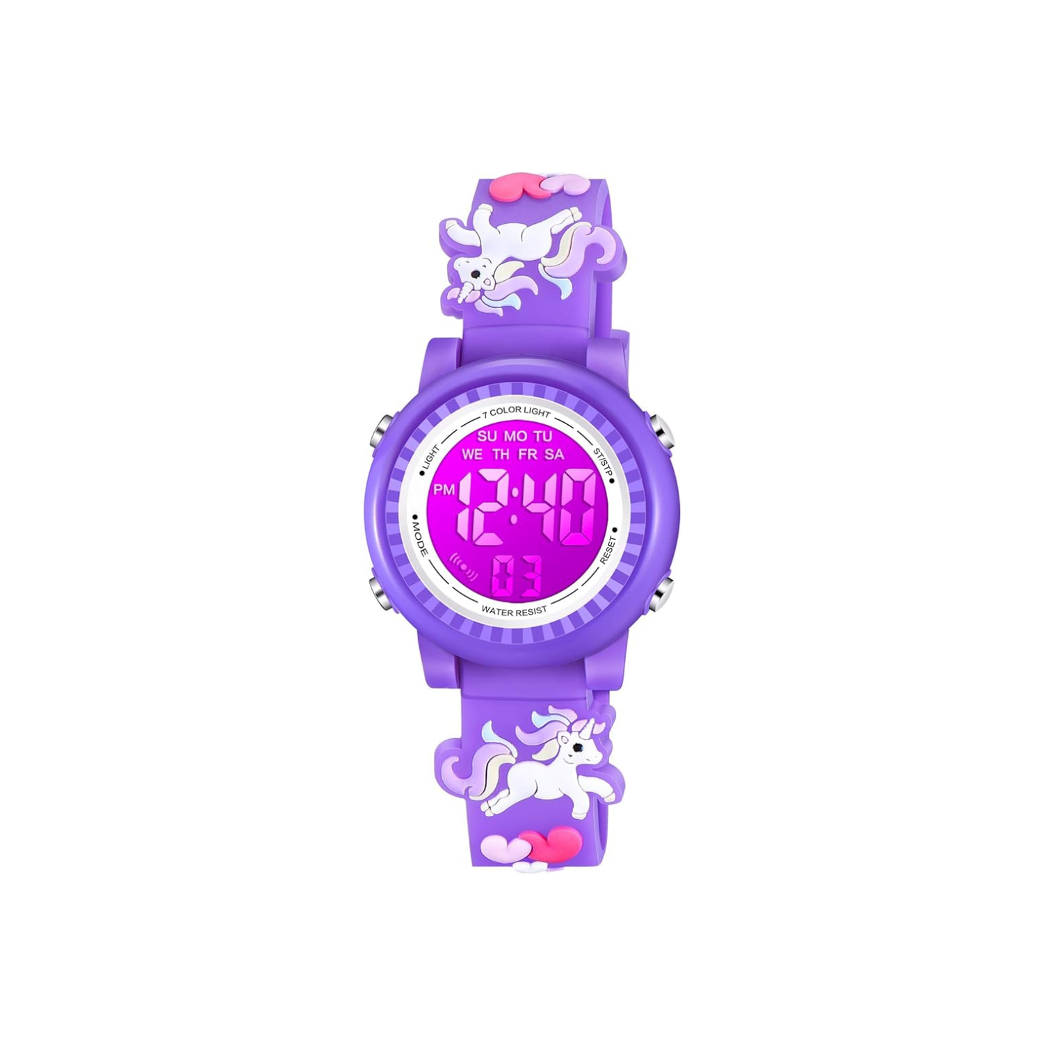 Kids Watches 3D Cartoon Waterproof 7 Color Lights Toddler Wrist Digital Watch with Alarm Stopwatch for 3-10 Year Girls Little Child