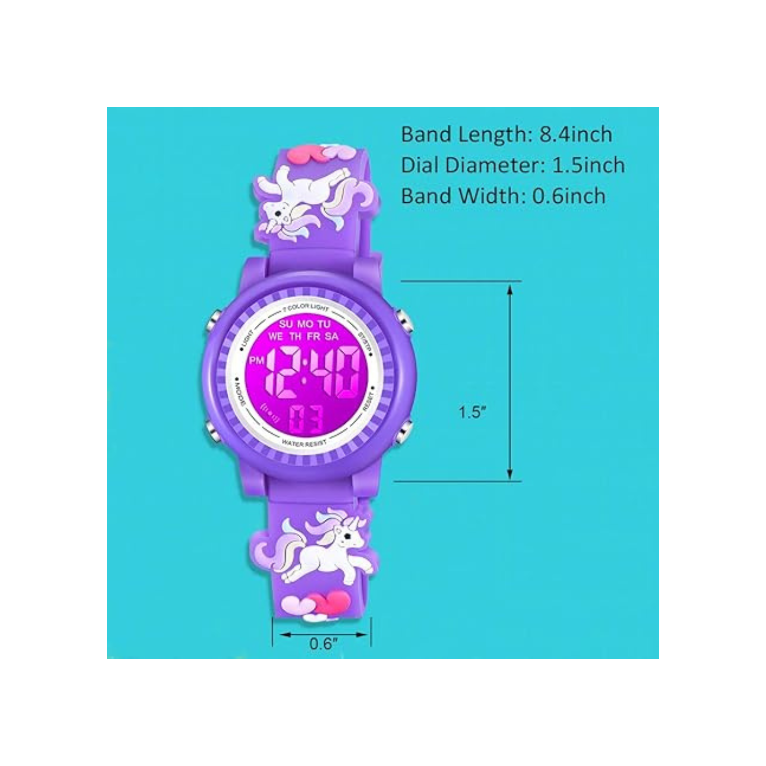 Kids Watches 3D Cartoon Waterproof 7 Color Lights Toddler Wrist Digital Watch with Alarm Stopwatch for 3-10 Year Girls Little Child