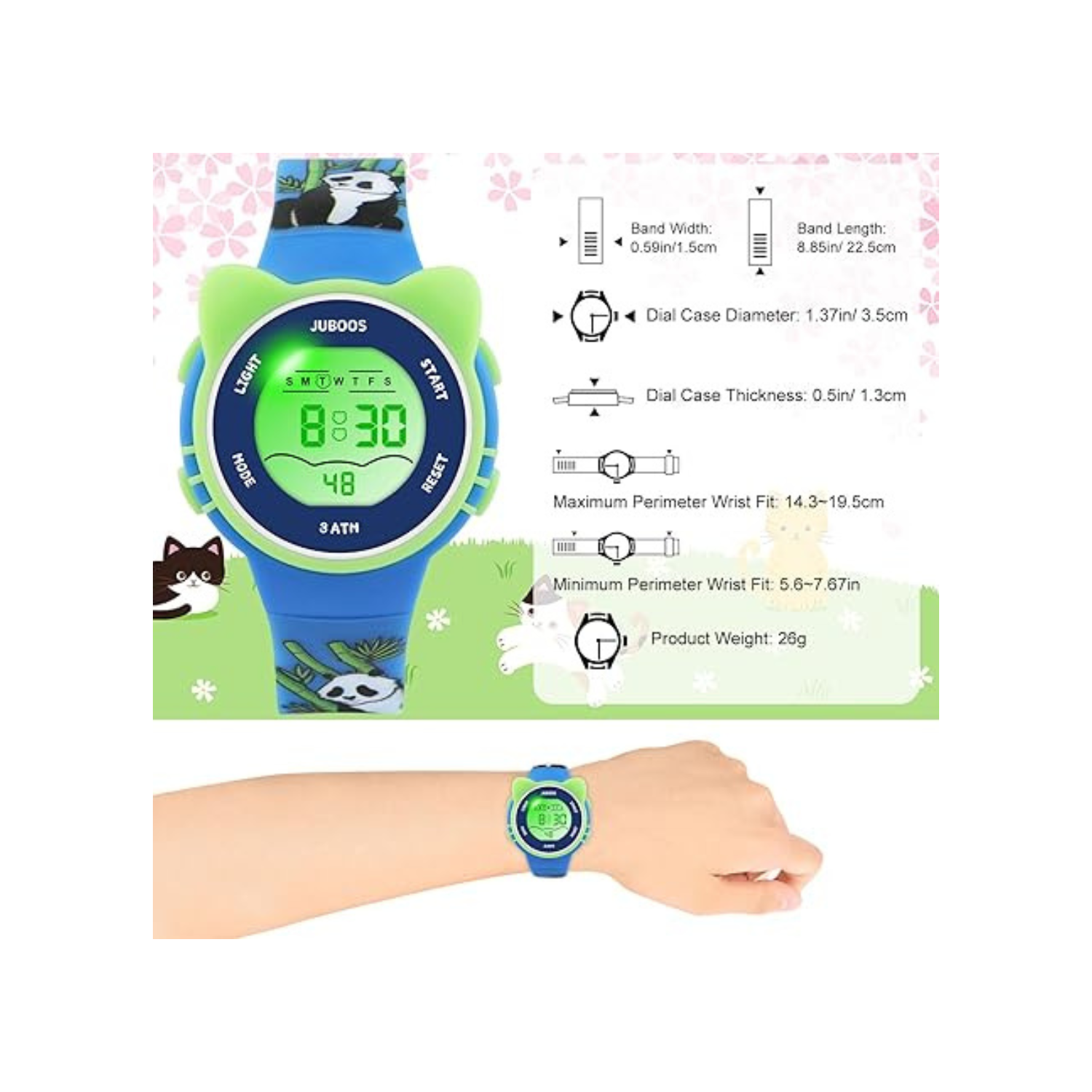 Kid's Digital Watch for Boys and Girls, Waterproof LCD Digital Sports Kids Watch with 7 Color LED Lights, Stopwatch, Alarm, Suitable for 4-12