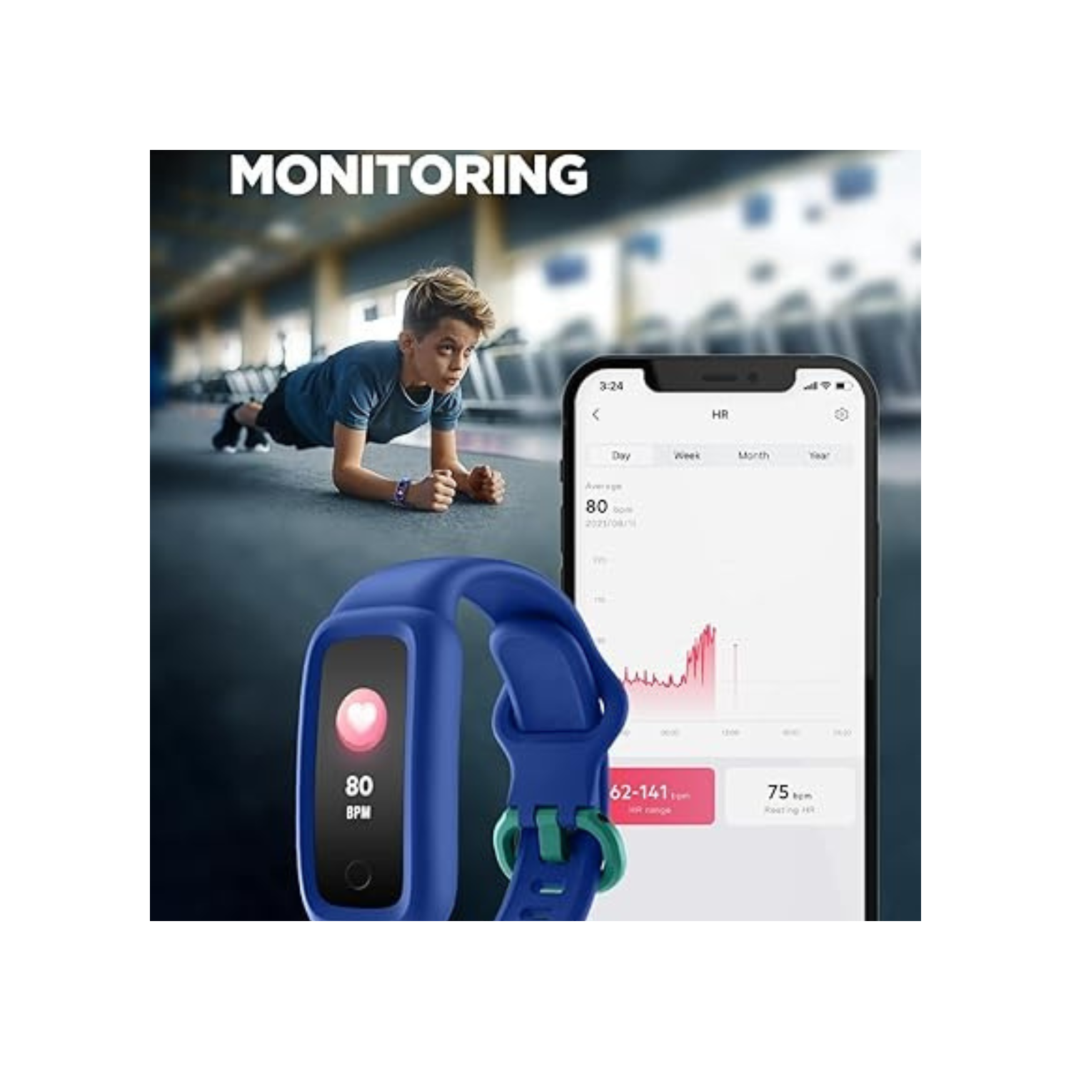 Vigor 2 Fitness Tracker Watch for Kids Girls Boys Ages 5-12, Activity Tracker, Pedometer, Heart Rate Sleep Monitor, IP68 Waterproof Calorie Step