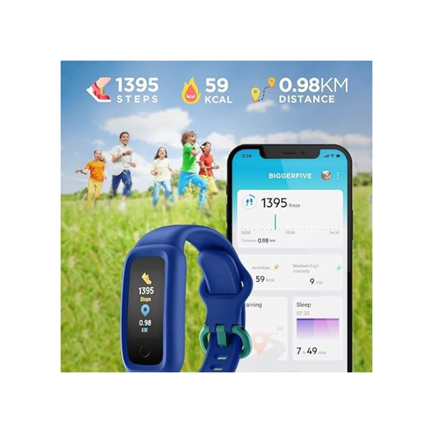 Vigor 2 Fitness Tracker Watch for Kids Girls Boys Ages 5-12, Activity Tracker, Pedometer, Heart Rate Sleep Monitor, IP68 Waterproof Calorie Step