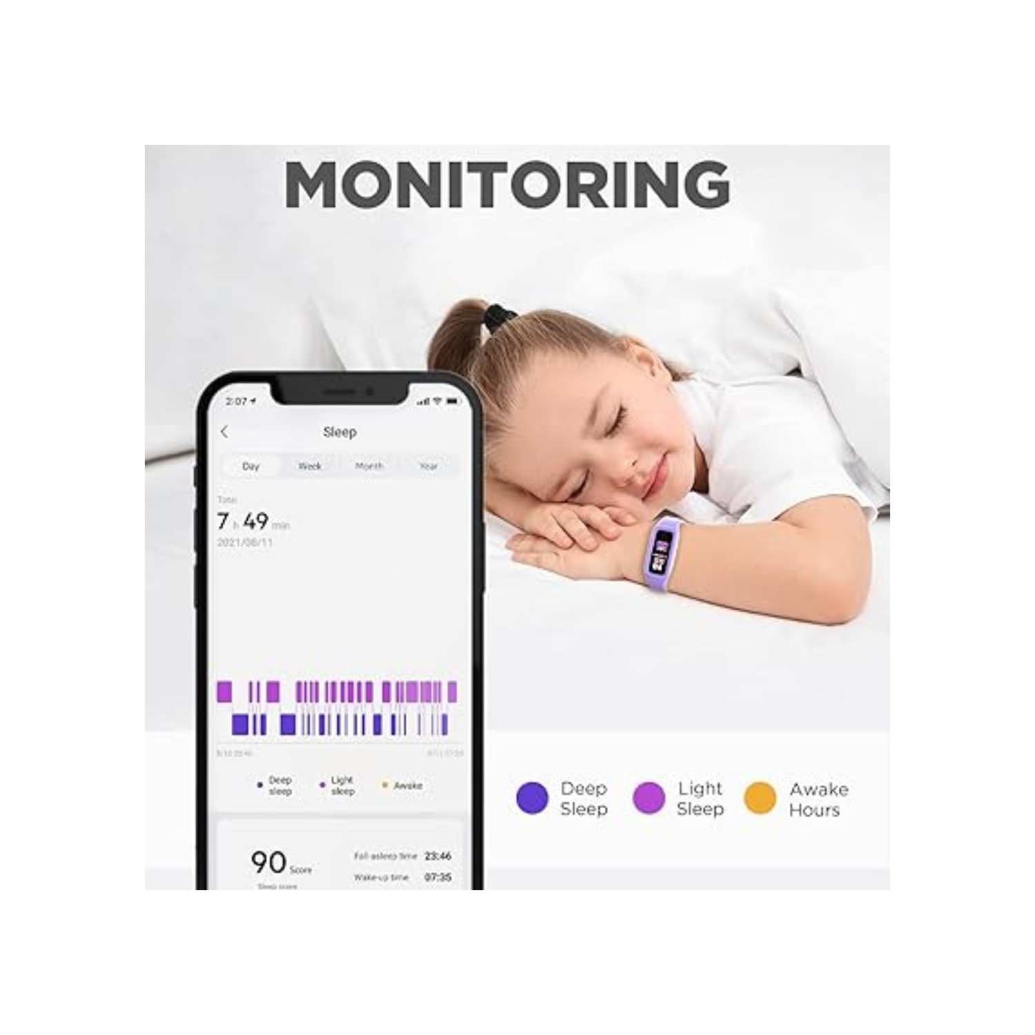 Vigor 2 Fitness Tracker Watch for Kids Girls Boys Ages 5-12, Activity Tracker, Pedometer, Heart Rate Sleep Monitor, IP68 Waterproof Calorie Step