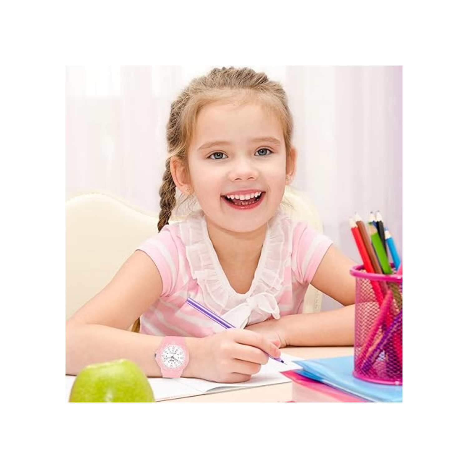 SOCICO Children Analog Watch Waterproof Time Teaching Easy to Read for Ages 4-12 Kids Boys Girls Watch Soft Band Wrist Watch Christmas Gift for Kids