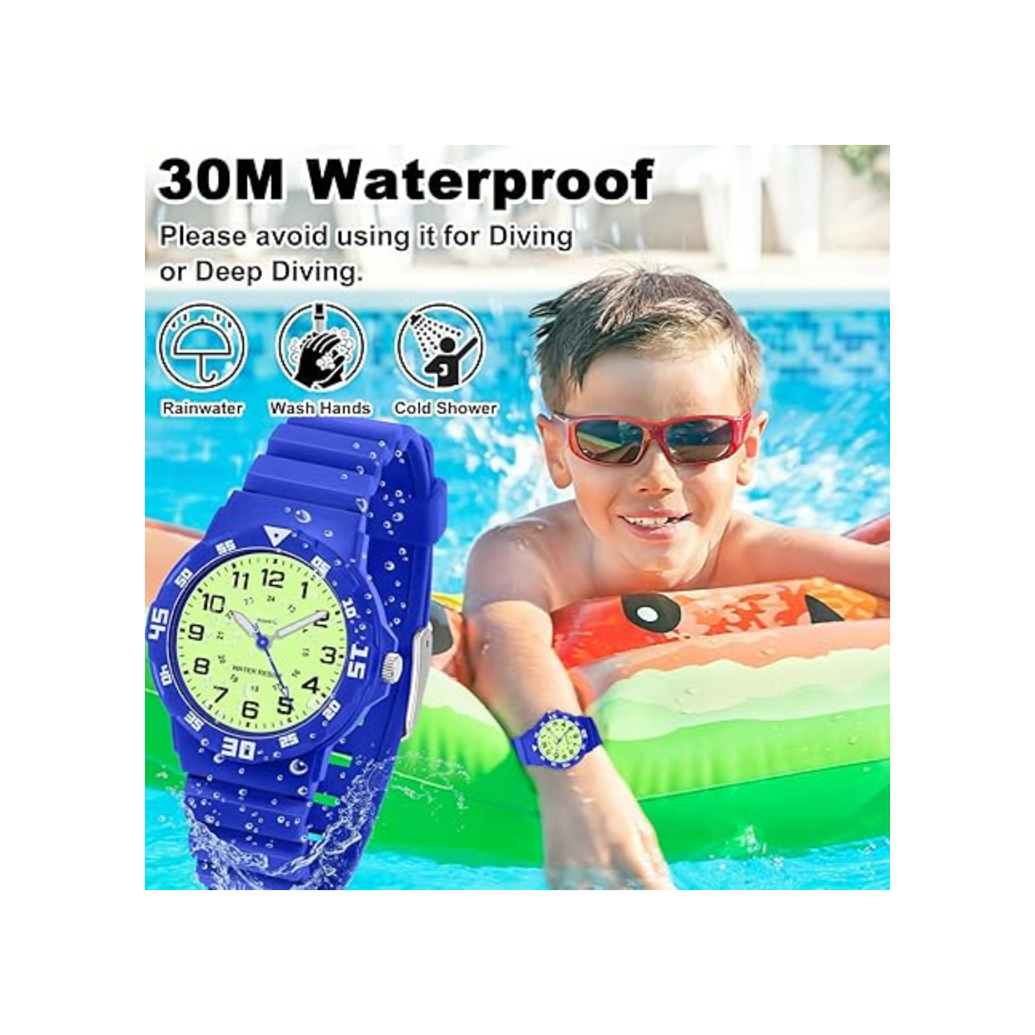 SOCICO Children Analog Watch Waterproof Time Teaching Easy to Read for Ages 4-12 Kids Boys Girls Watch Soft Band Wrist Watch Christmas Gift for Kids