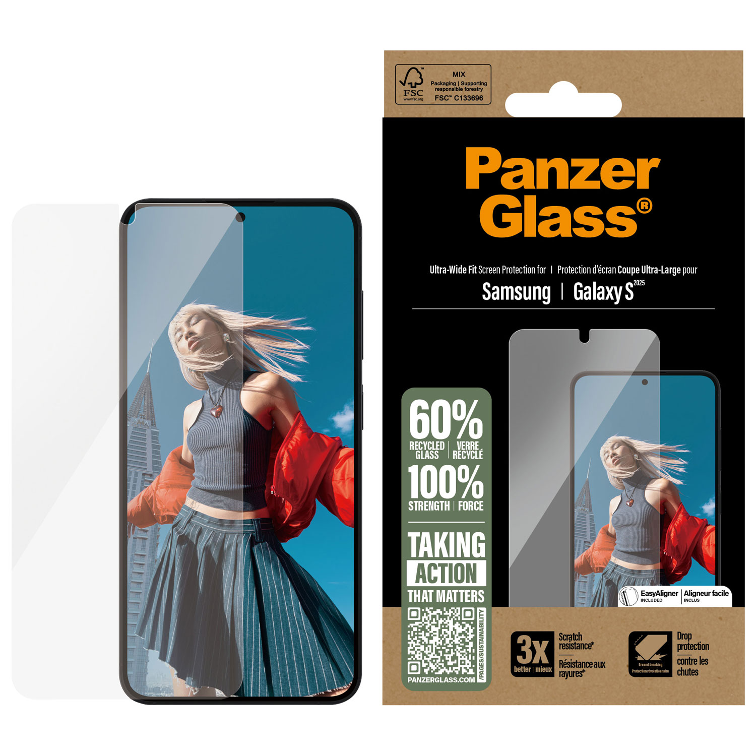 PanzerGlass Ultra-Wide Fit Screen Protector for Galaxy S25/S24