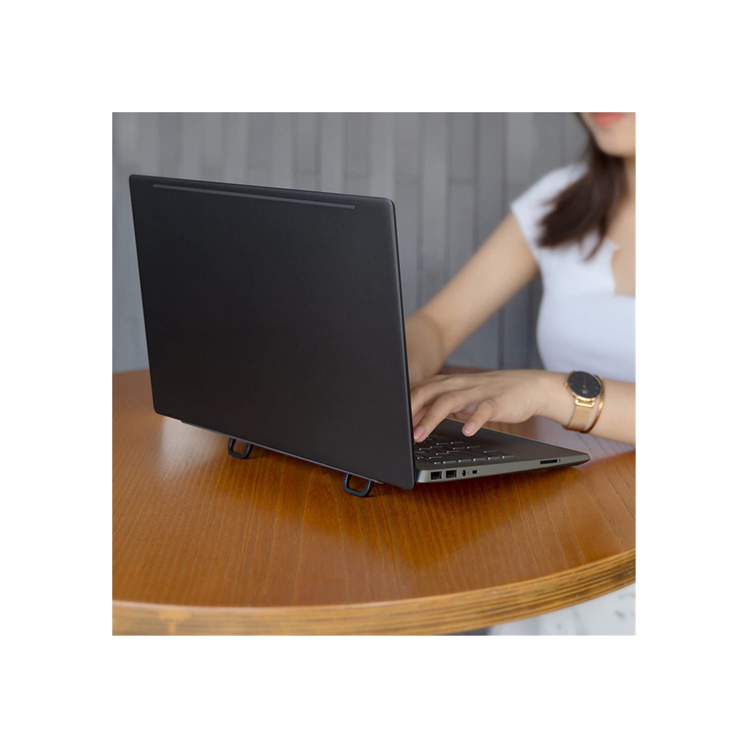 Portable Keyboard Riser, Mini Invisible Laptop Stand for Desk Computer Keyboard MacBook Notebook Stand Riser Aluminum (Black)