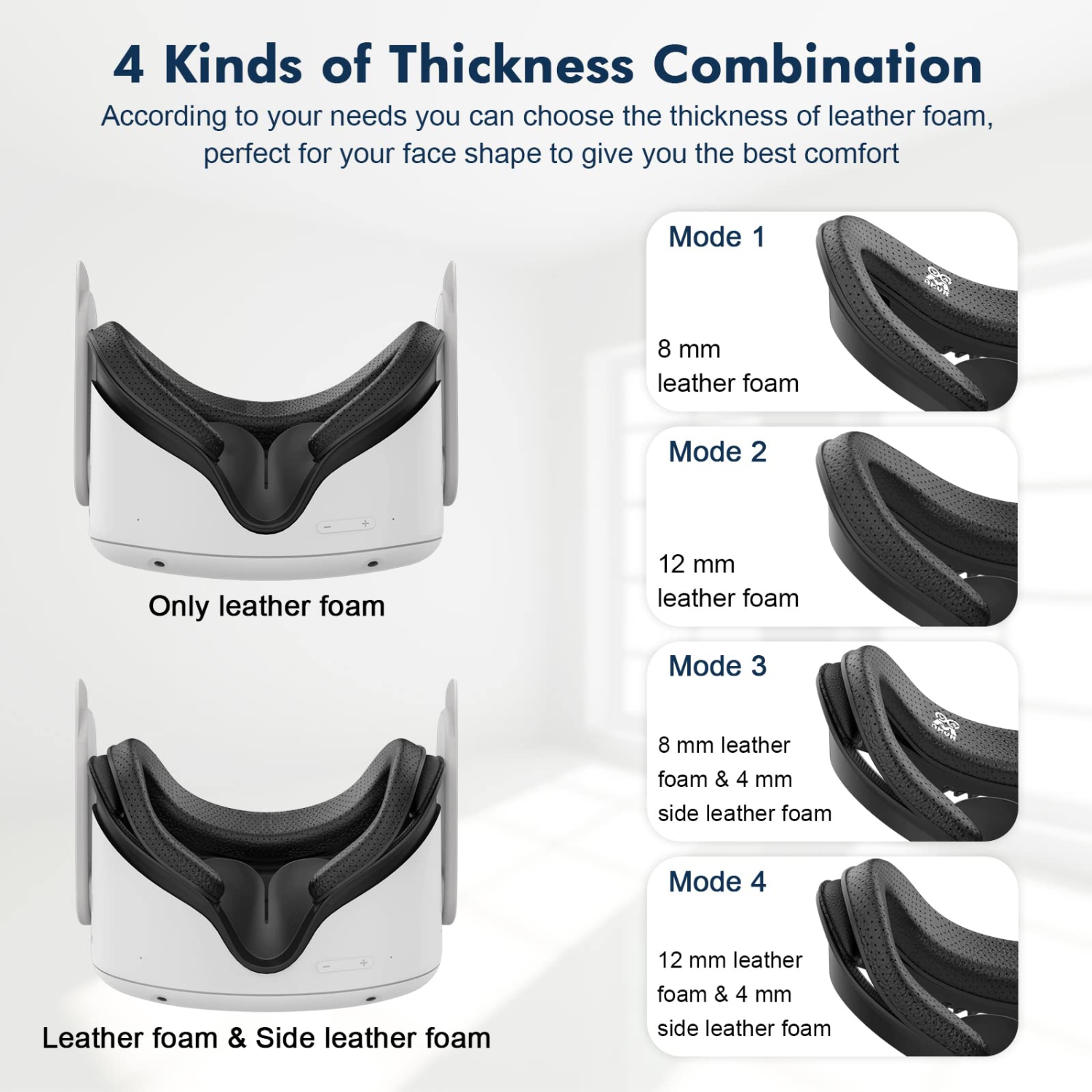 Face Pad Compatible with Quest 2 Accessories, Face Pad Foam Replacement, with Fitness Facial Interface, Breathable PU Face Cushion and Lens