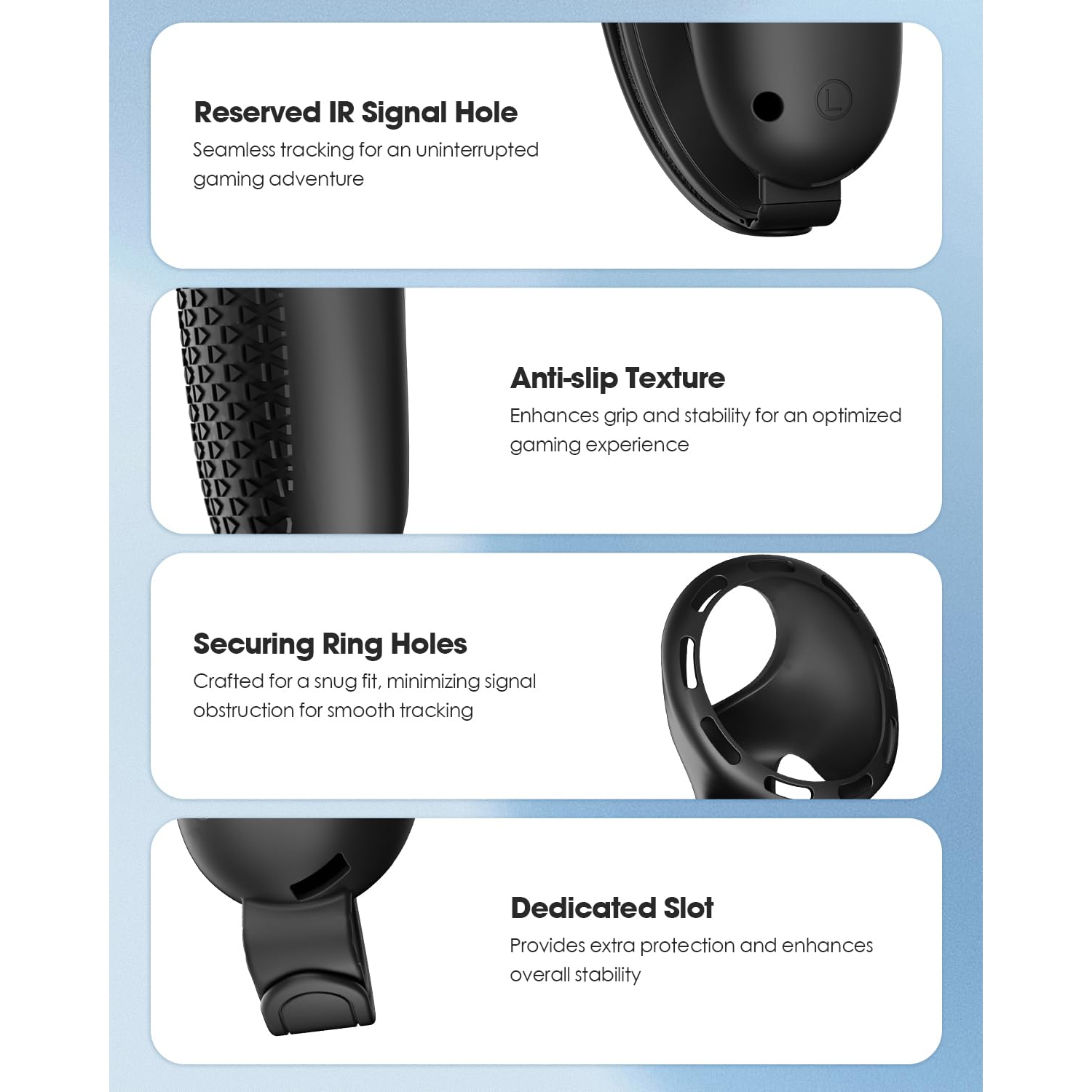 Upgraded Controller Grips Cover Compatible with Meta Quest 3S/Quest 3 Accessories, All-Silicone Controller Grips for Quest 3S/Quest 3 with Battery