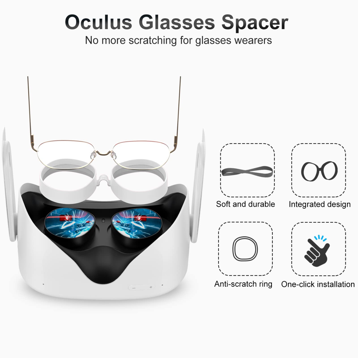 Silicone Anti-Scratch Lens Protector - VR Glasses Spacer Compatible for Oculus Quest 2 - VR Accessories Prevent Your Glasses from Scratching VR Lenses