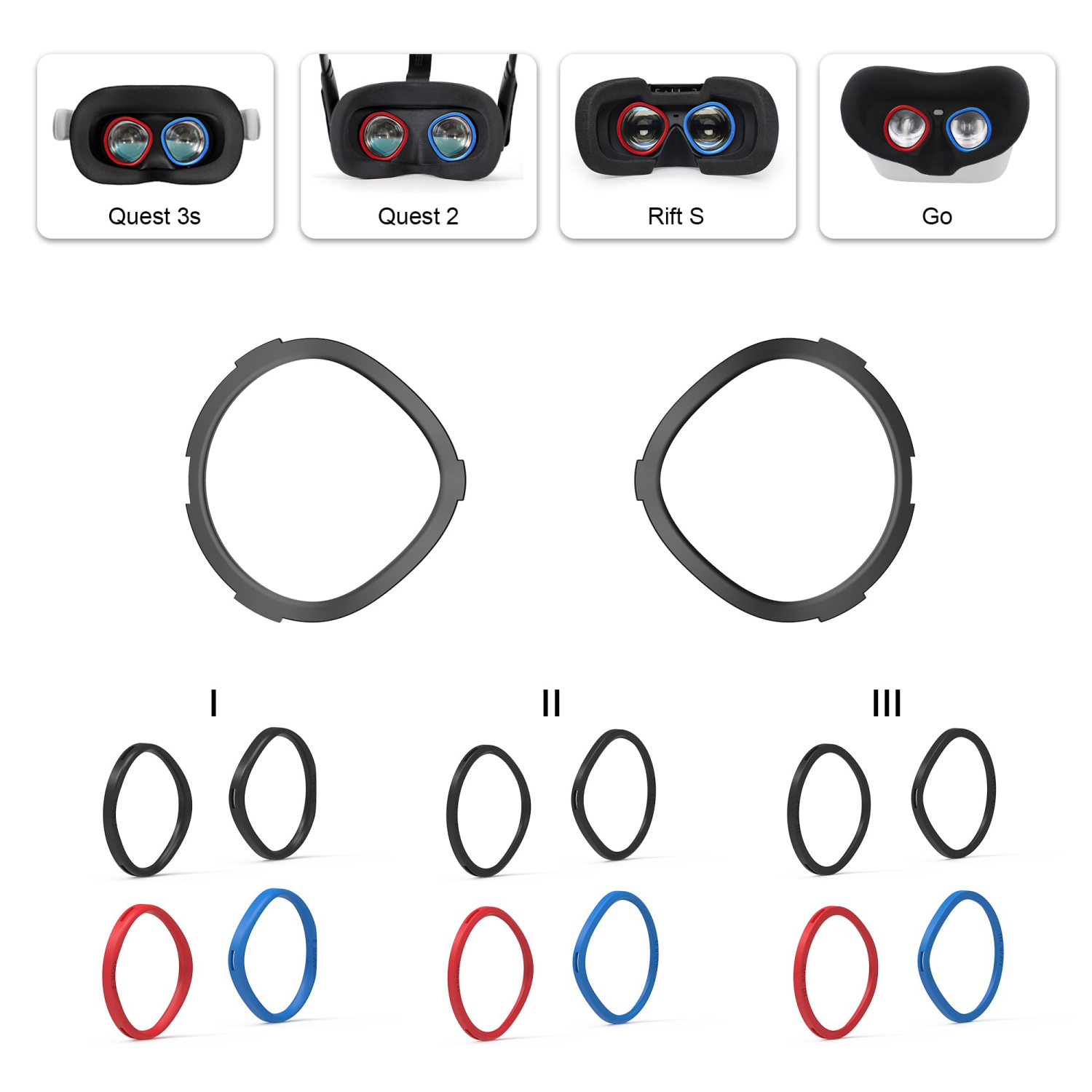6 Pair Glasses Spacer for Oculus Quest 3s/Quest 2, VR Lens Protector Accessories Silicone Anti-Scratch Ring to Protect Headset Lens and Glasses